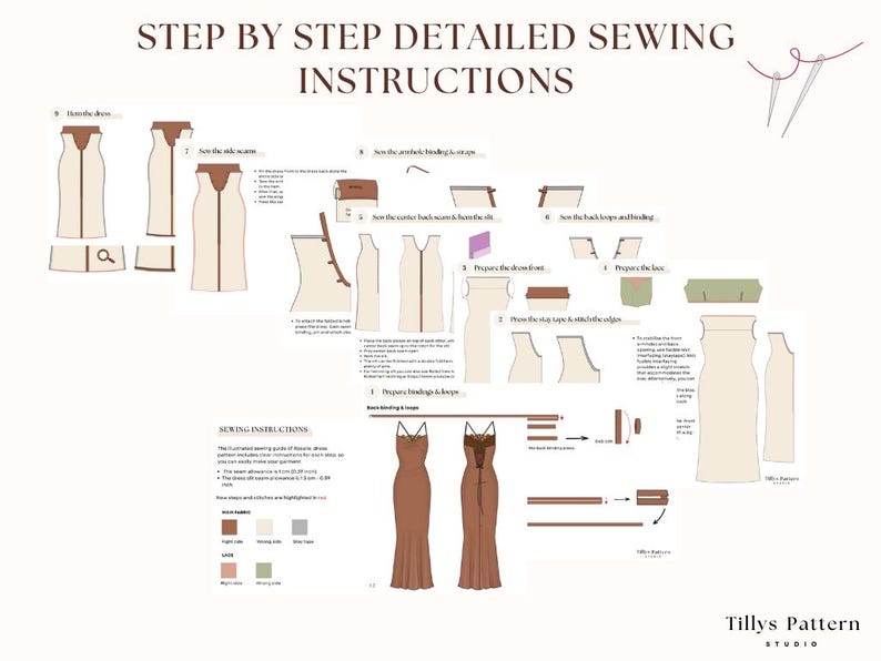 Cowl Neck Slip Dress Sewing Pattern: Evening Back-Tie Gown (US 00-18) (PDF Pattern)
