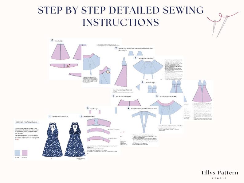 Halter Neck Mini Dress Sewing Pattern: Backless A-Line Dress, US 0-22 (PDF Download)
