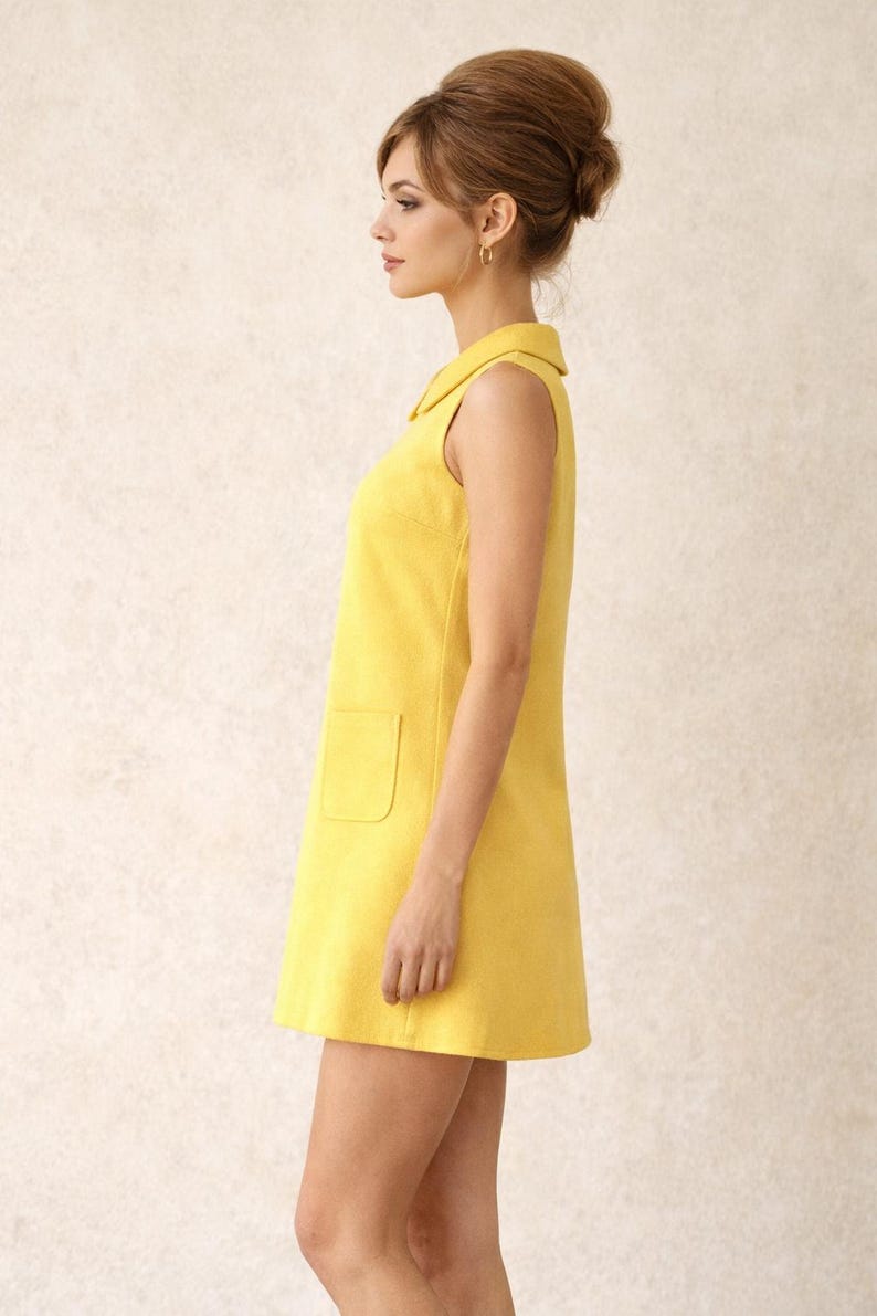 Vintage Trapeze Mini Dress Sewing Pattern, 60s A-Line Peter Pan Collar (PDF Download)