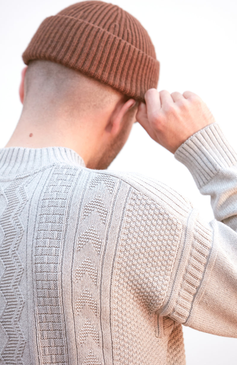 Mens Midweight Cotton Mock Neck Gansey Jumper