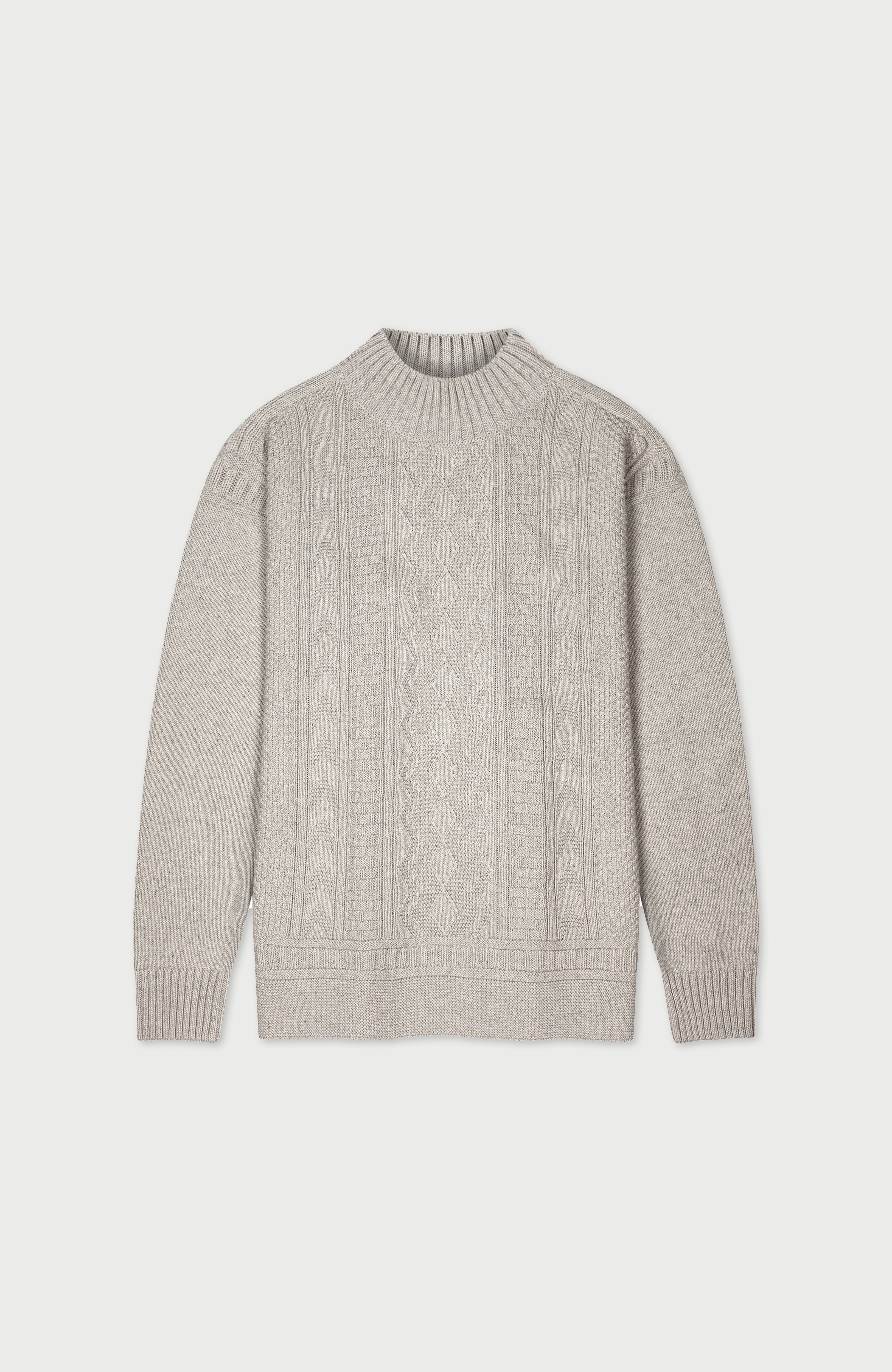 Mens Midweight Cotton Mock Neck Gansey Jumper