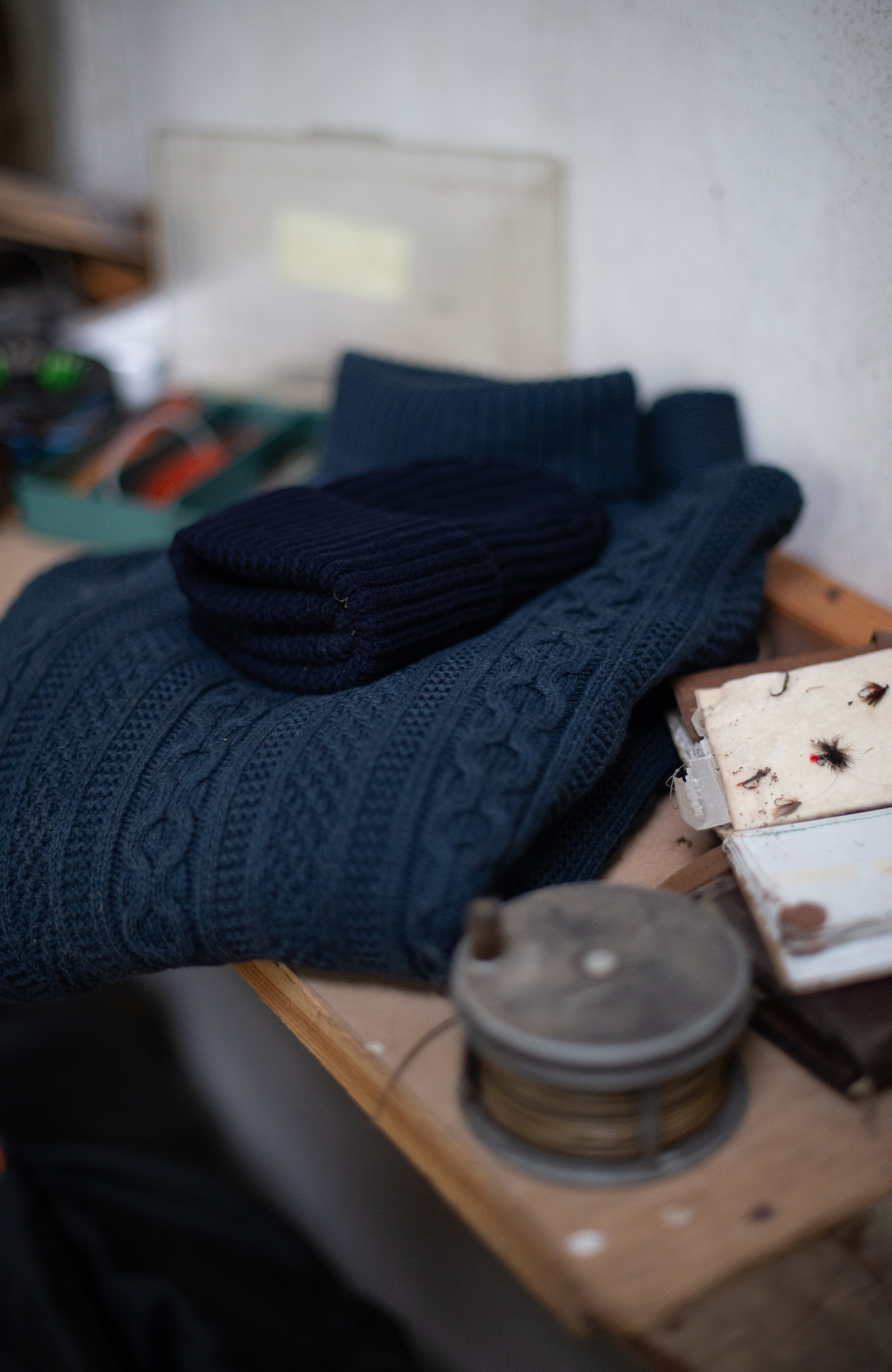 Mens Midweight Cotton Cable Roll Neck Gansey Jumper