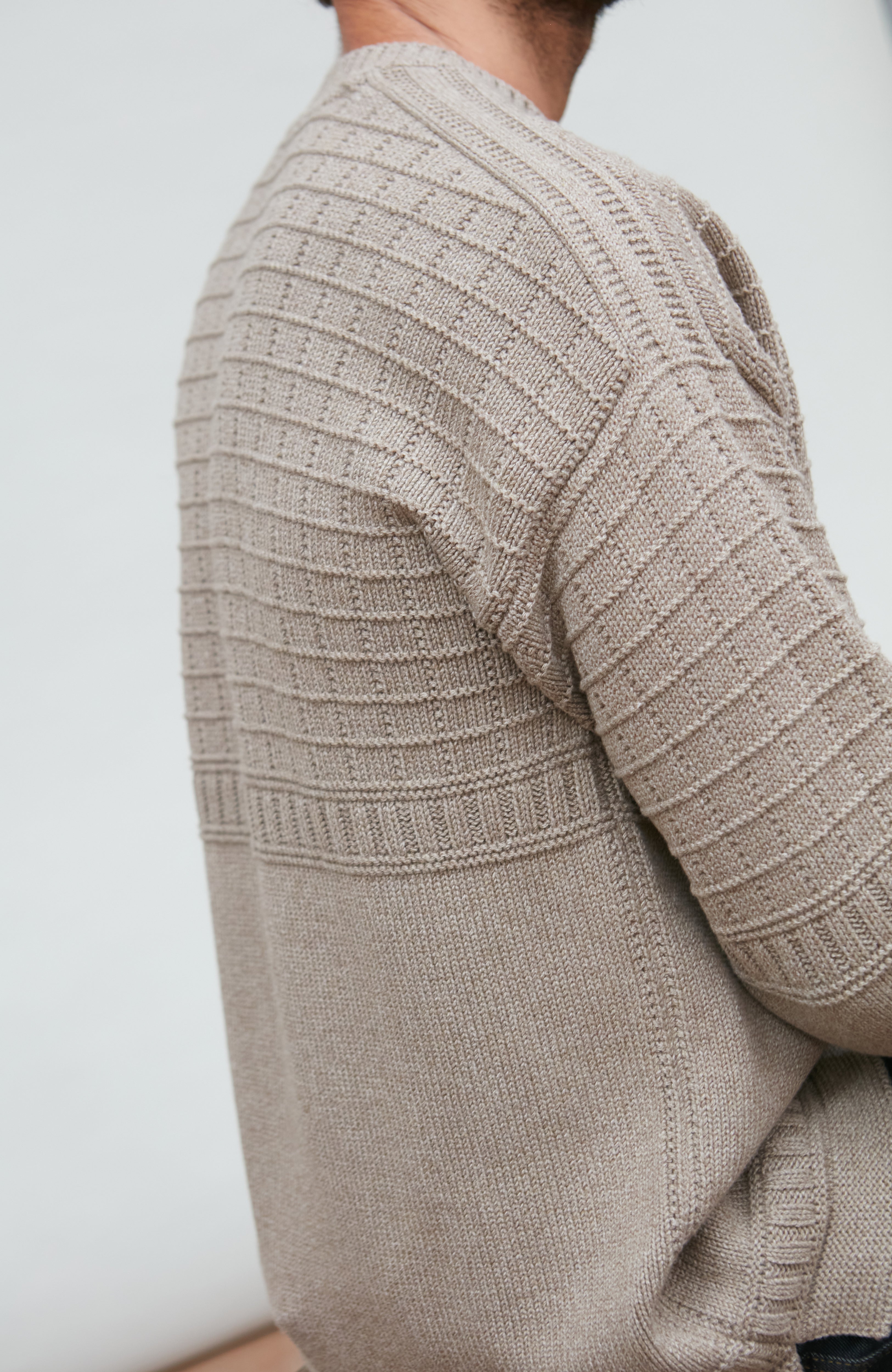 Mens Midweight Cotton Grid Knit Gansey Jumper