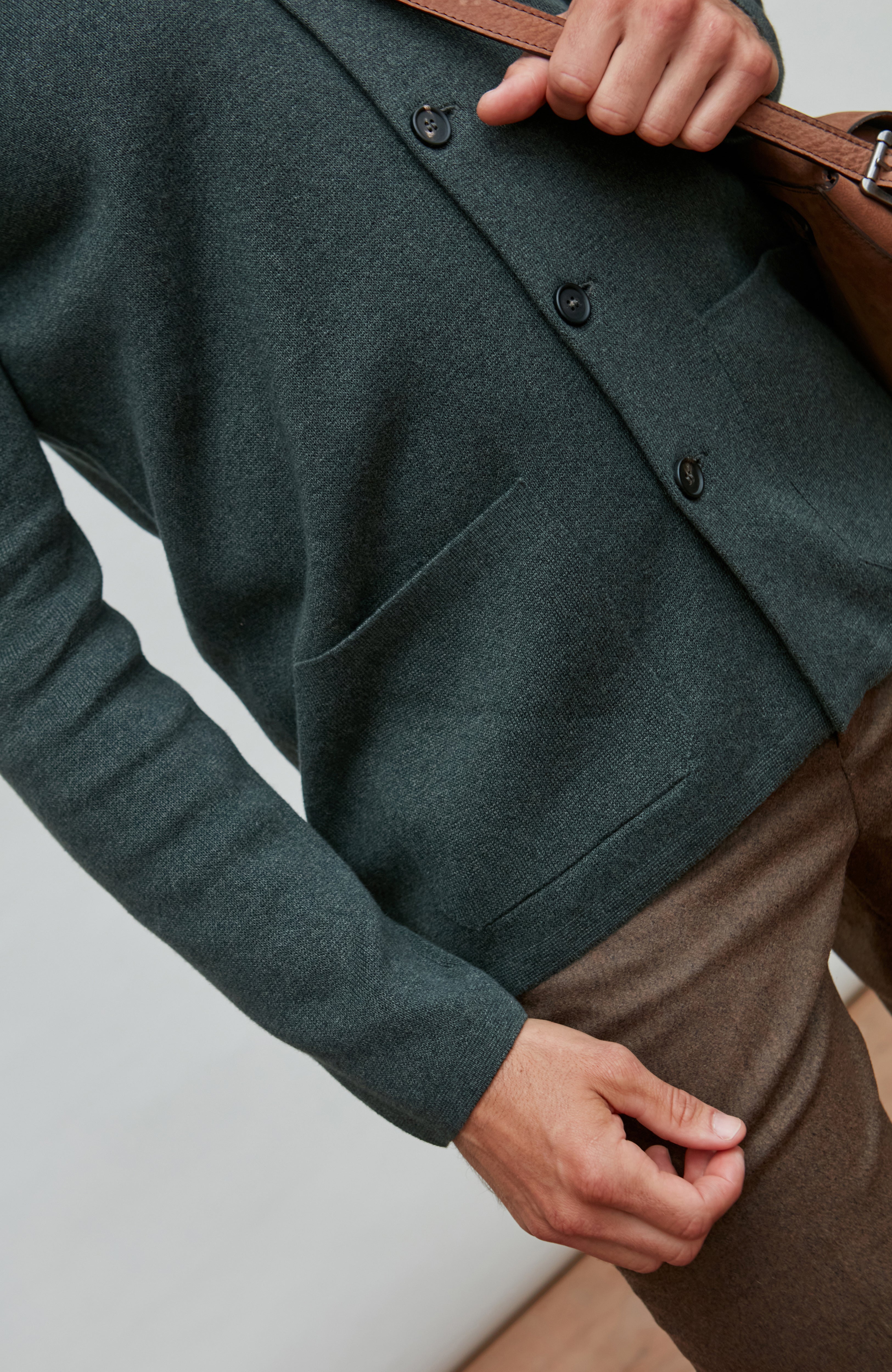 Mens Midweight Cotton Knitted Nehru Jacket