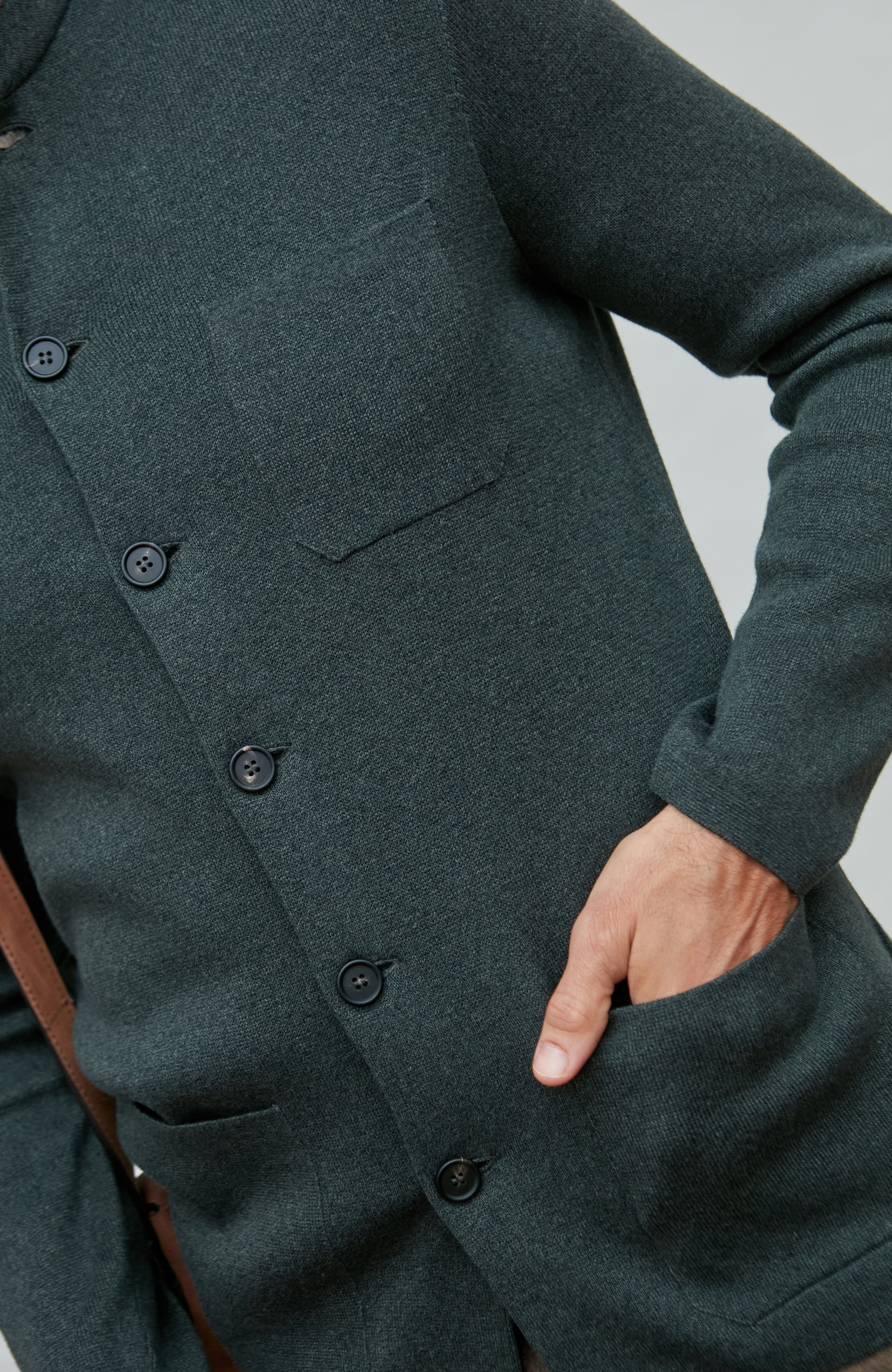Mens Midweight Cotton Knitted Nehru Jacket
