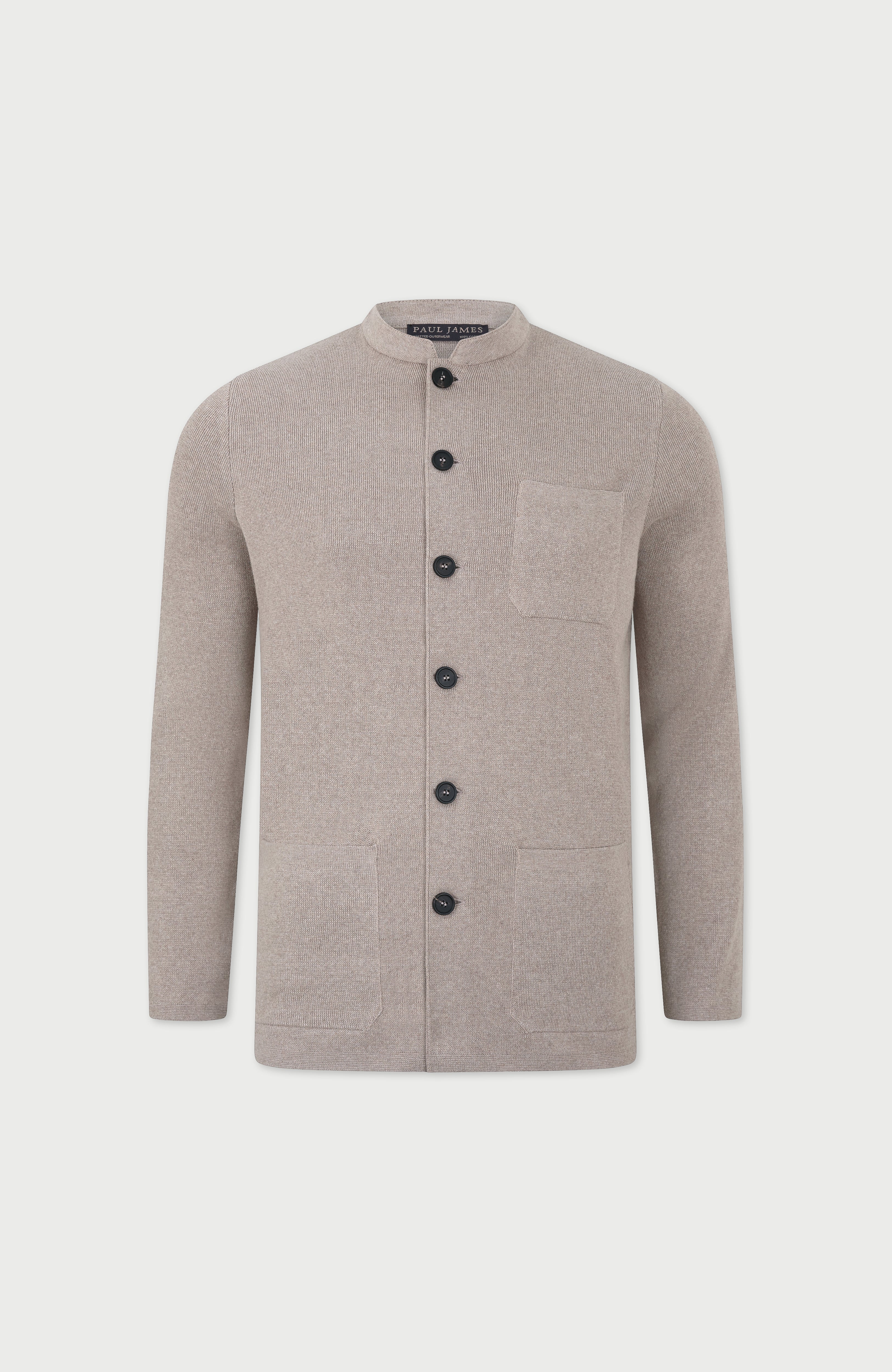 Mens Midweight Cotton Knitted Nehru Jacket