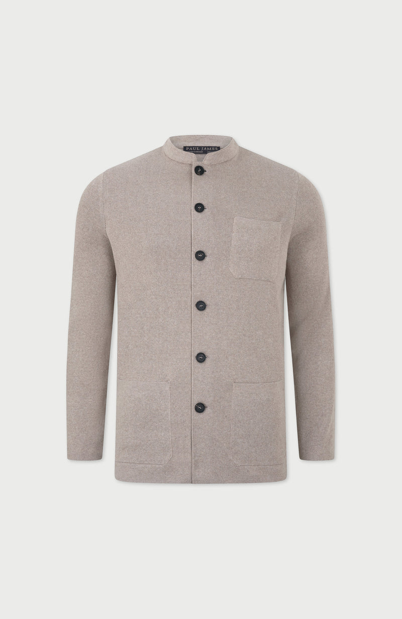 Mens Midweight Cotton Knitted Nehru Jacket