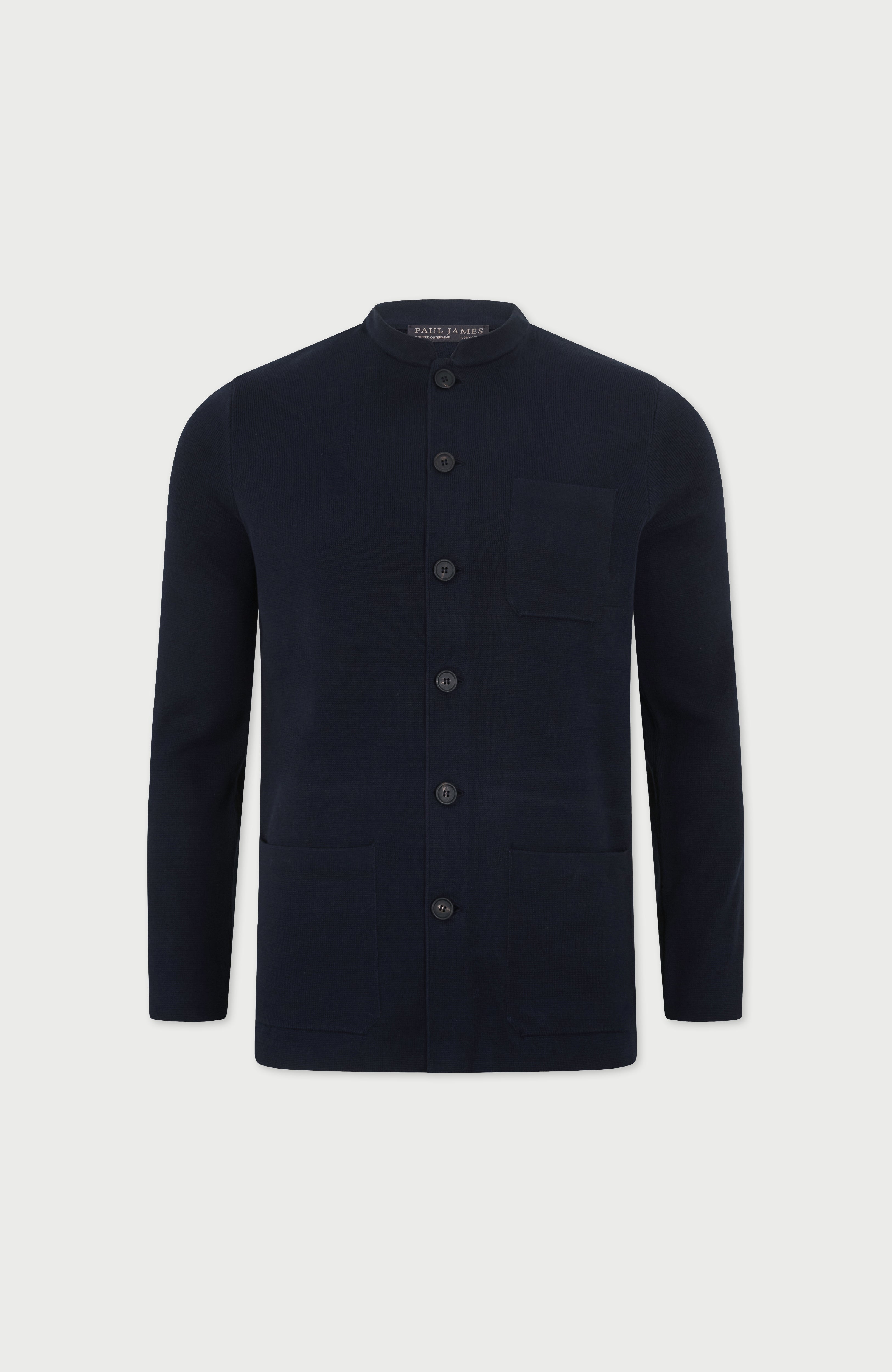 Mens Midweight Cotton Knitted Nehru Jacket