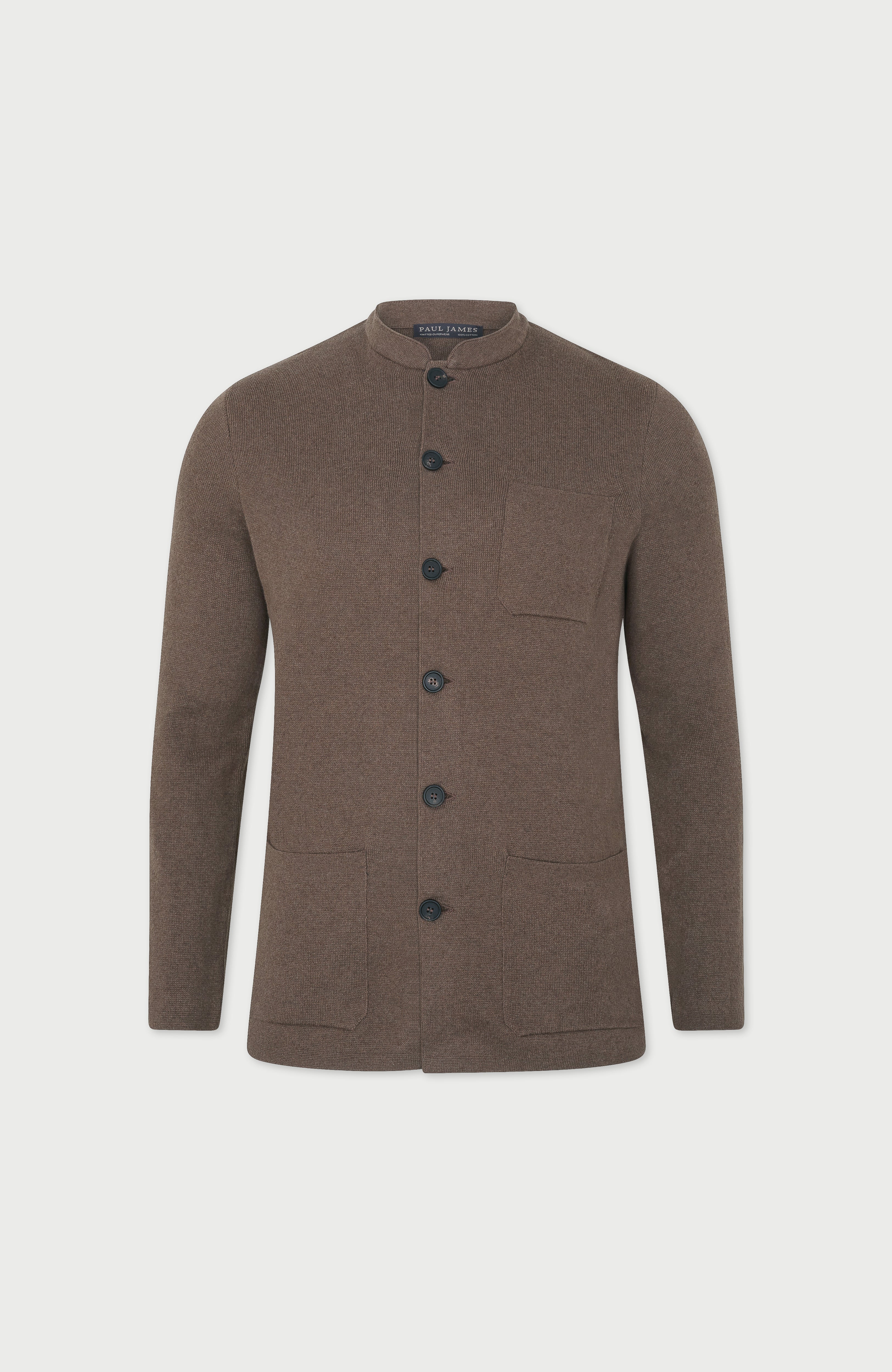 Mens Midweight Cotton Knitted Nehru Jacket