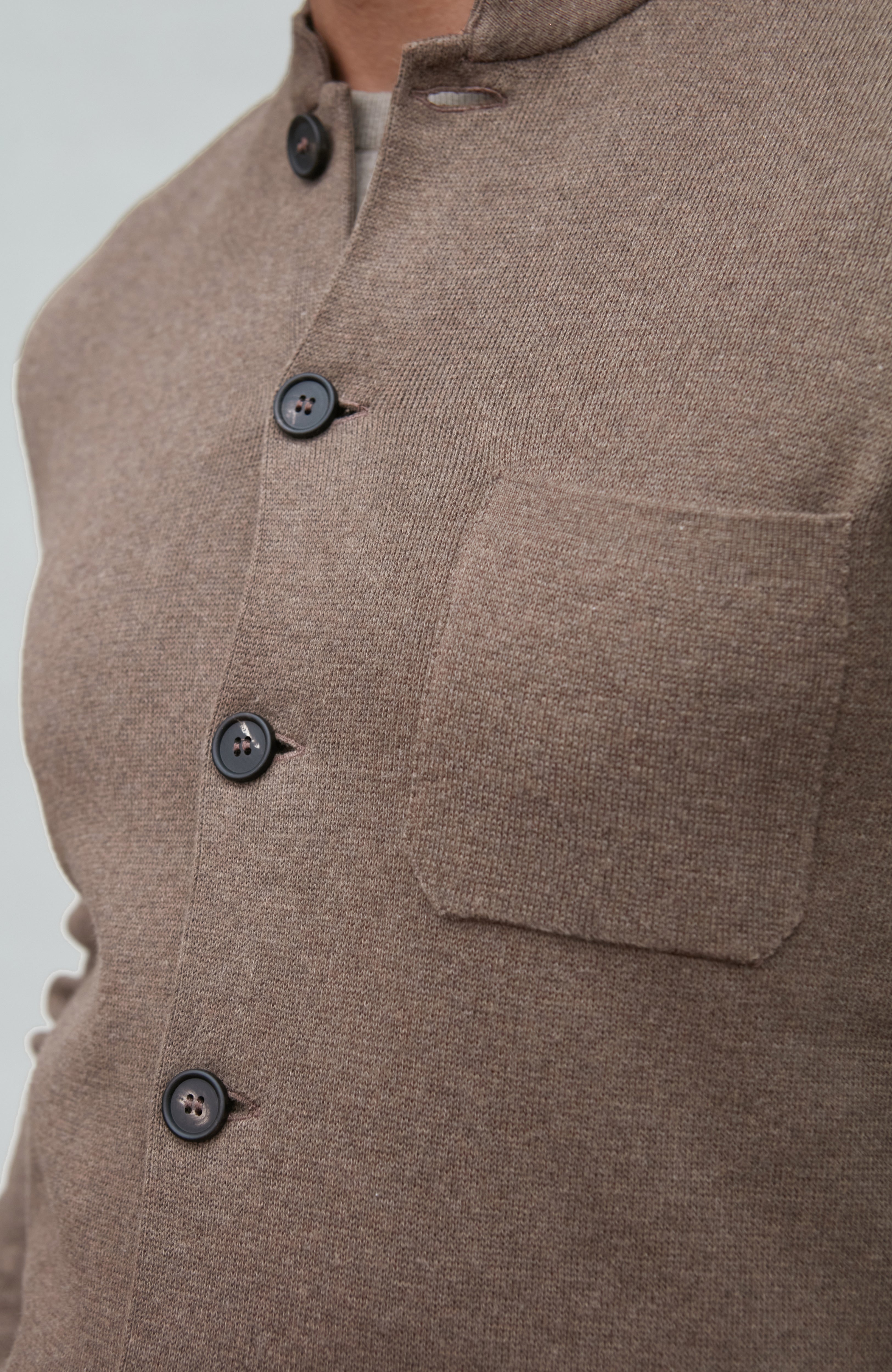 Mens Midweight Cotton Knitted Nehru Jacket