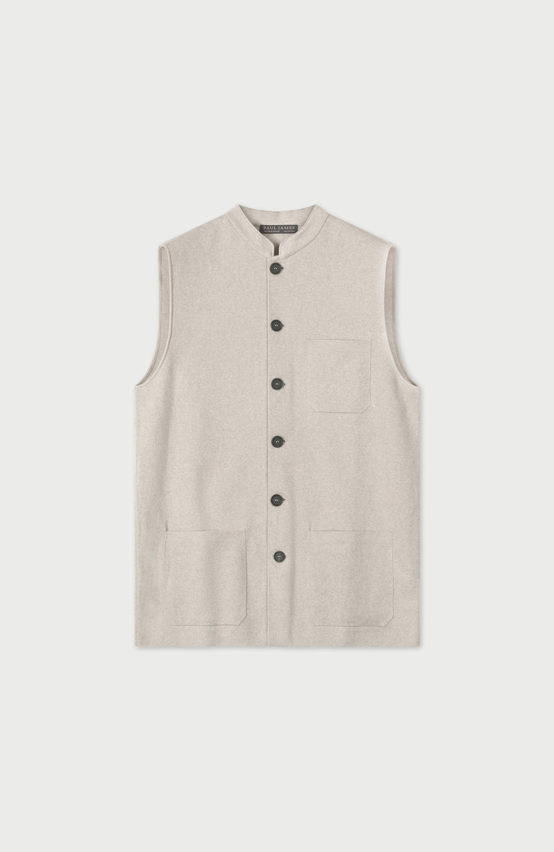Mens Midweight Cotton Knitted Nehru Waistcoat