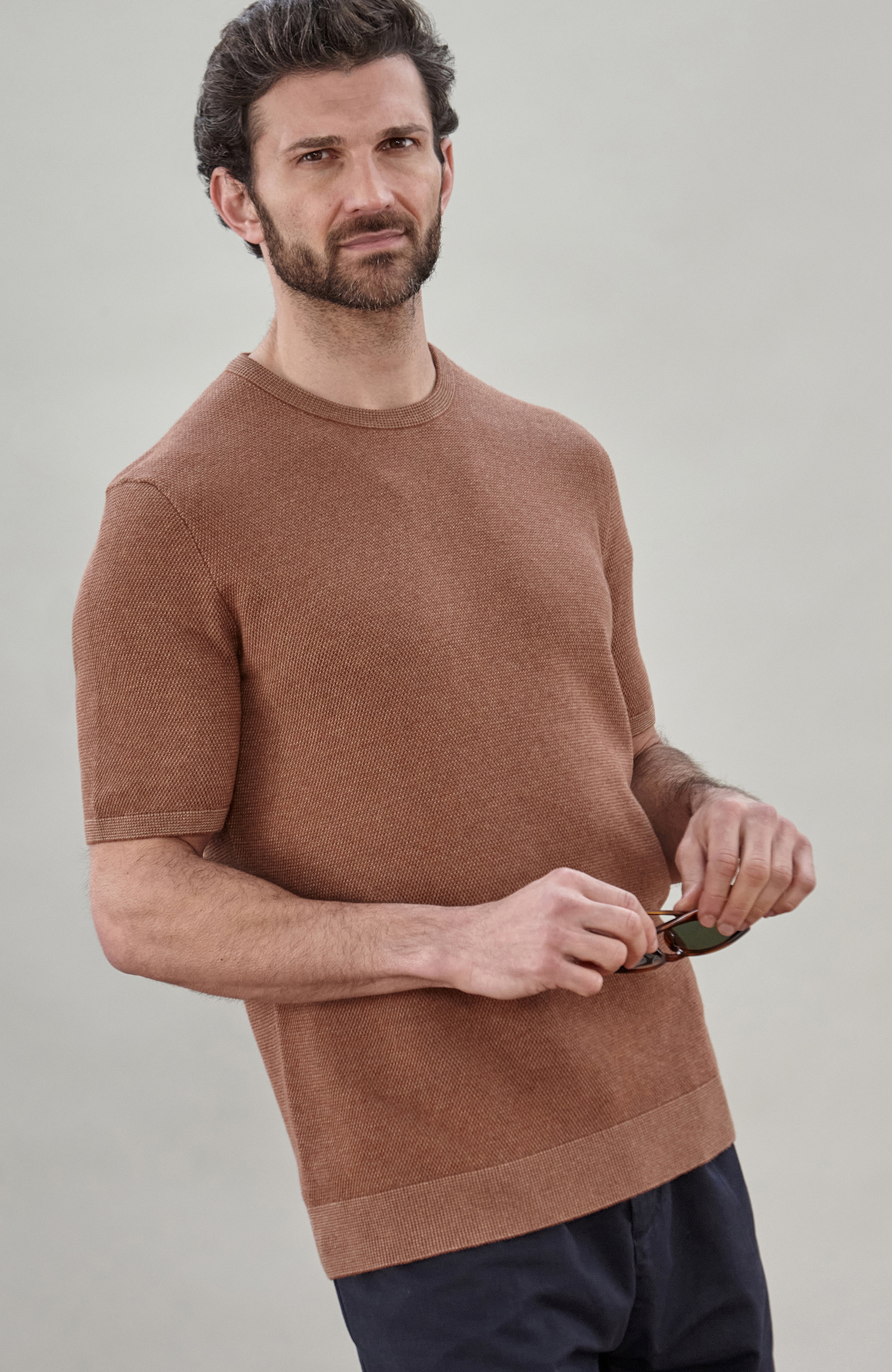Mens Lightweight Cotton Baracao Textured T-Shirt