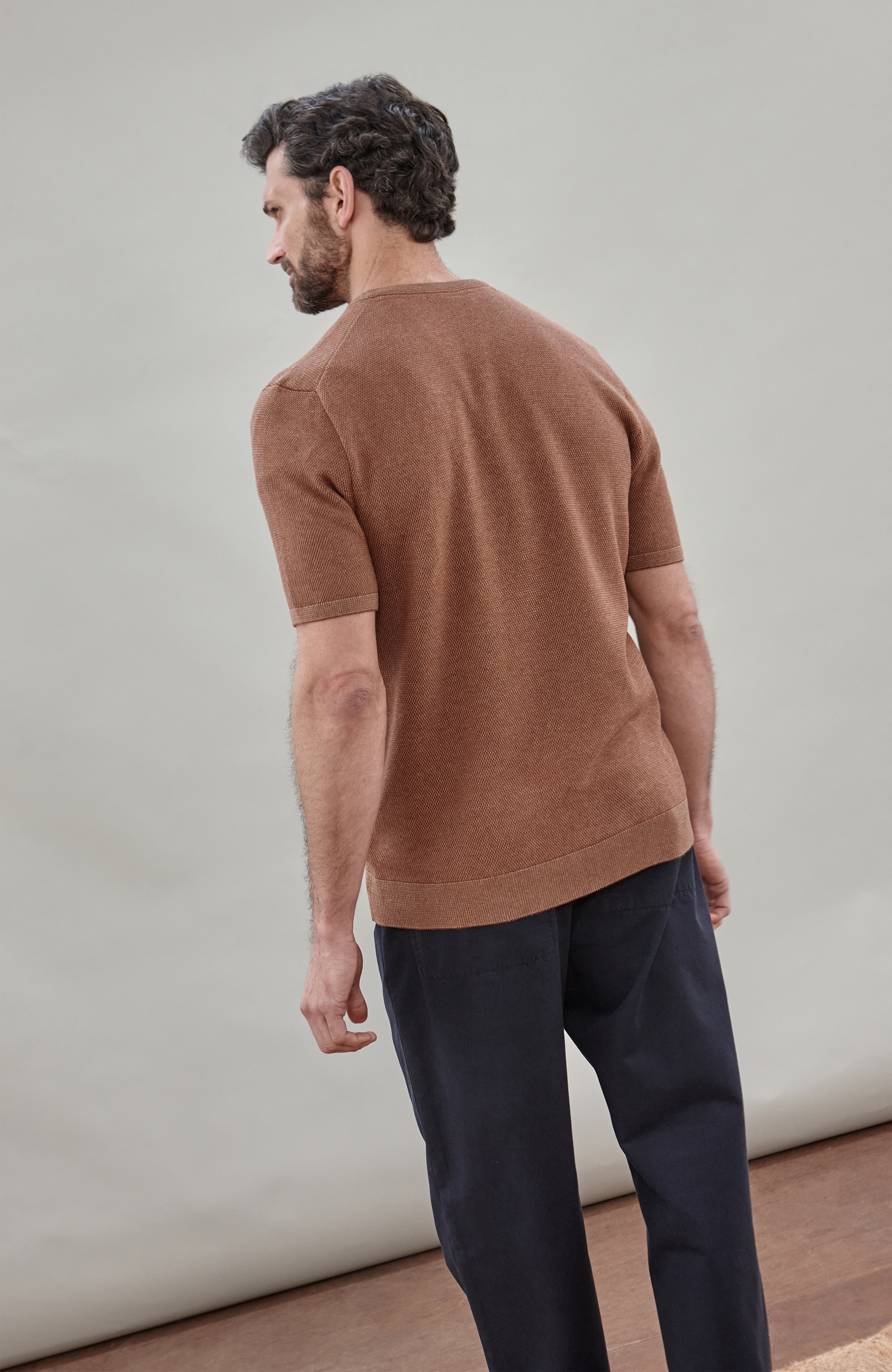 Mens Lightweight Cotton Baracao Textured T-Shirt