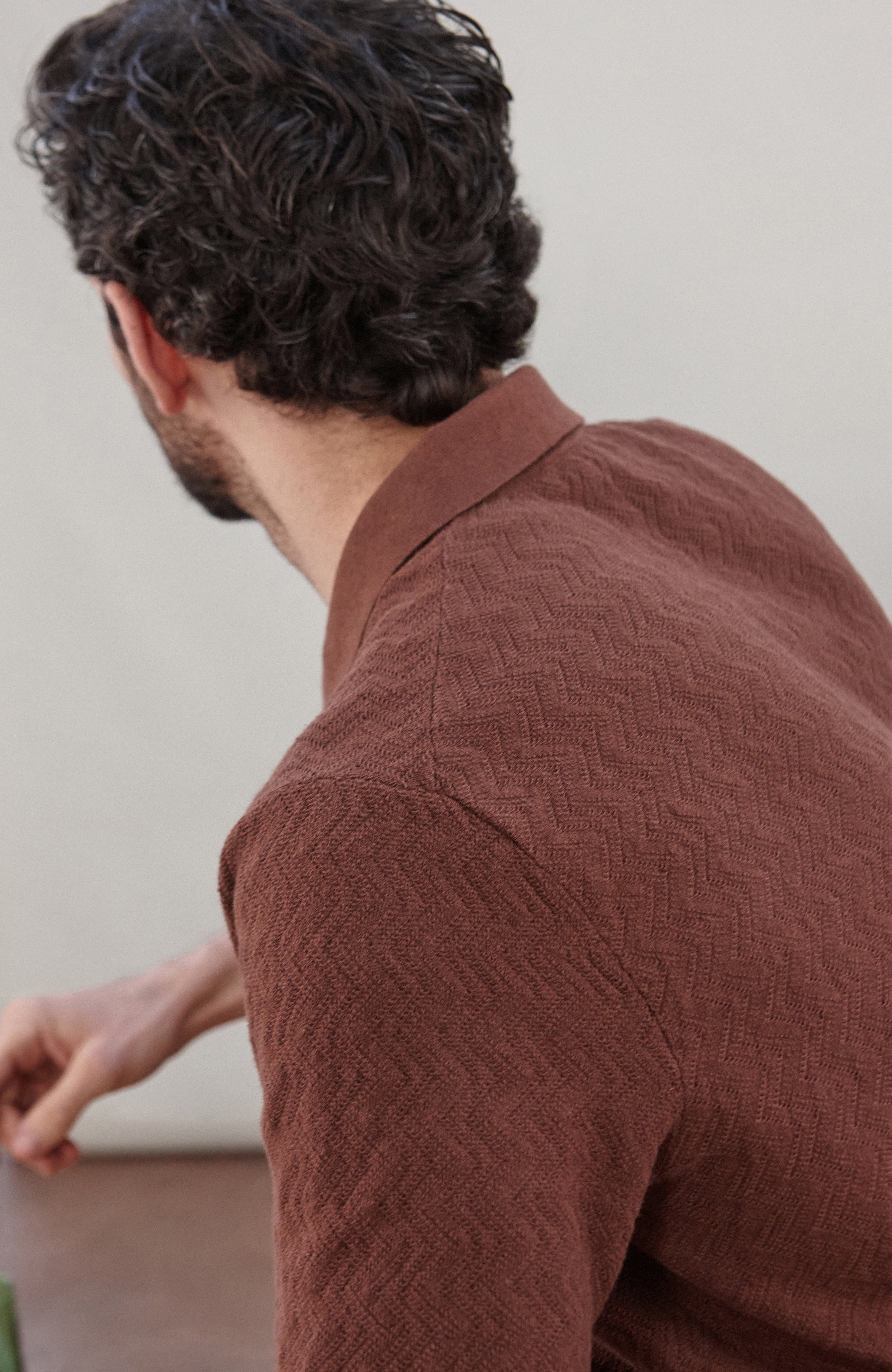 Mens Cotton Linen Racking Knit Resort Shirt