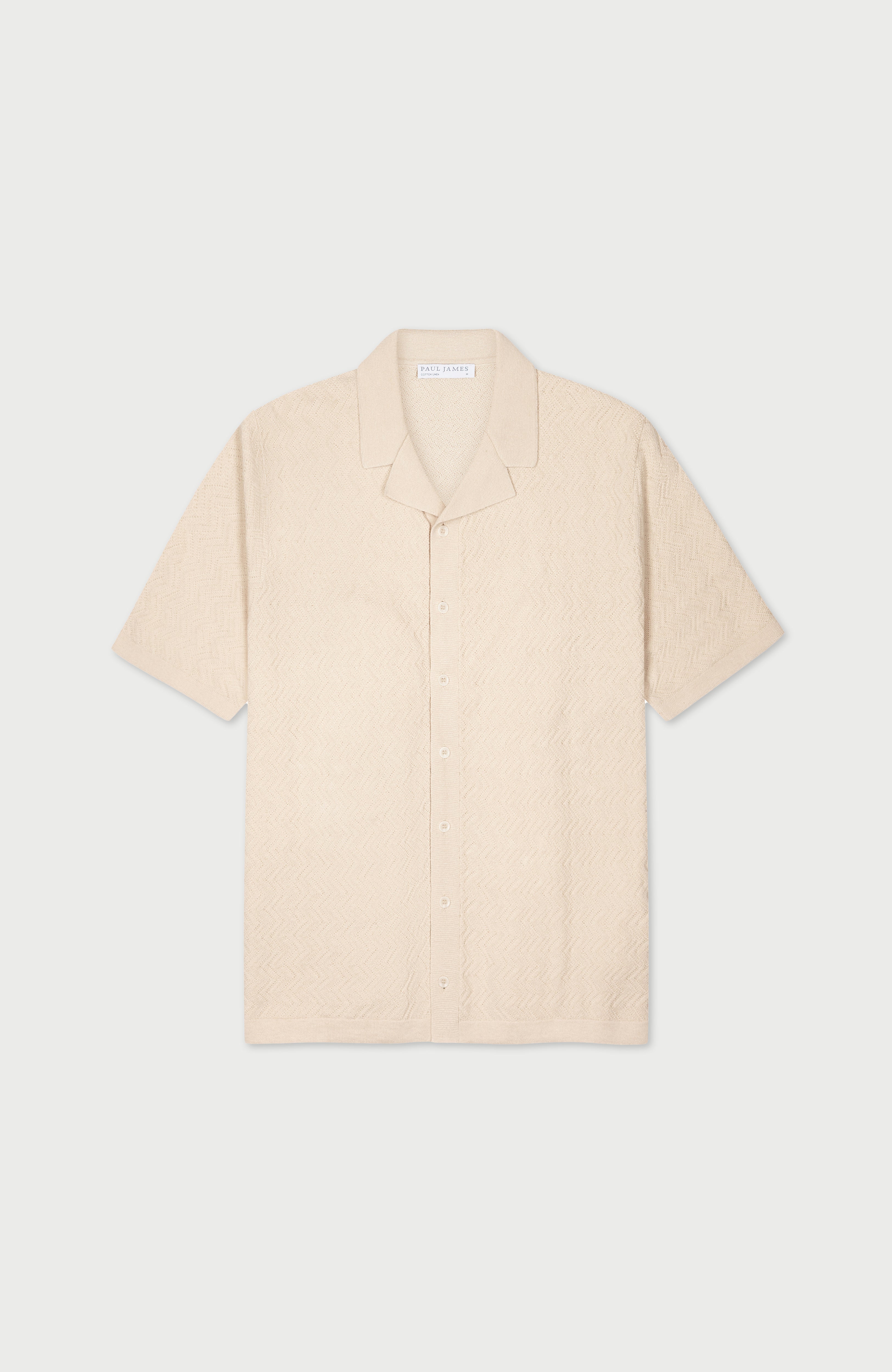 Mens Cotton Linen Racking Knit Resort Shirt