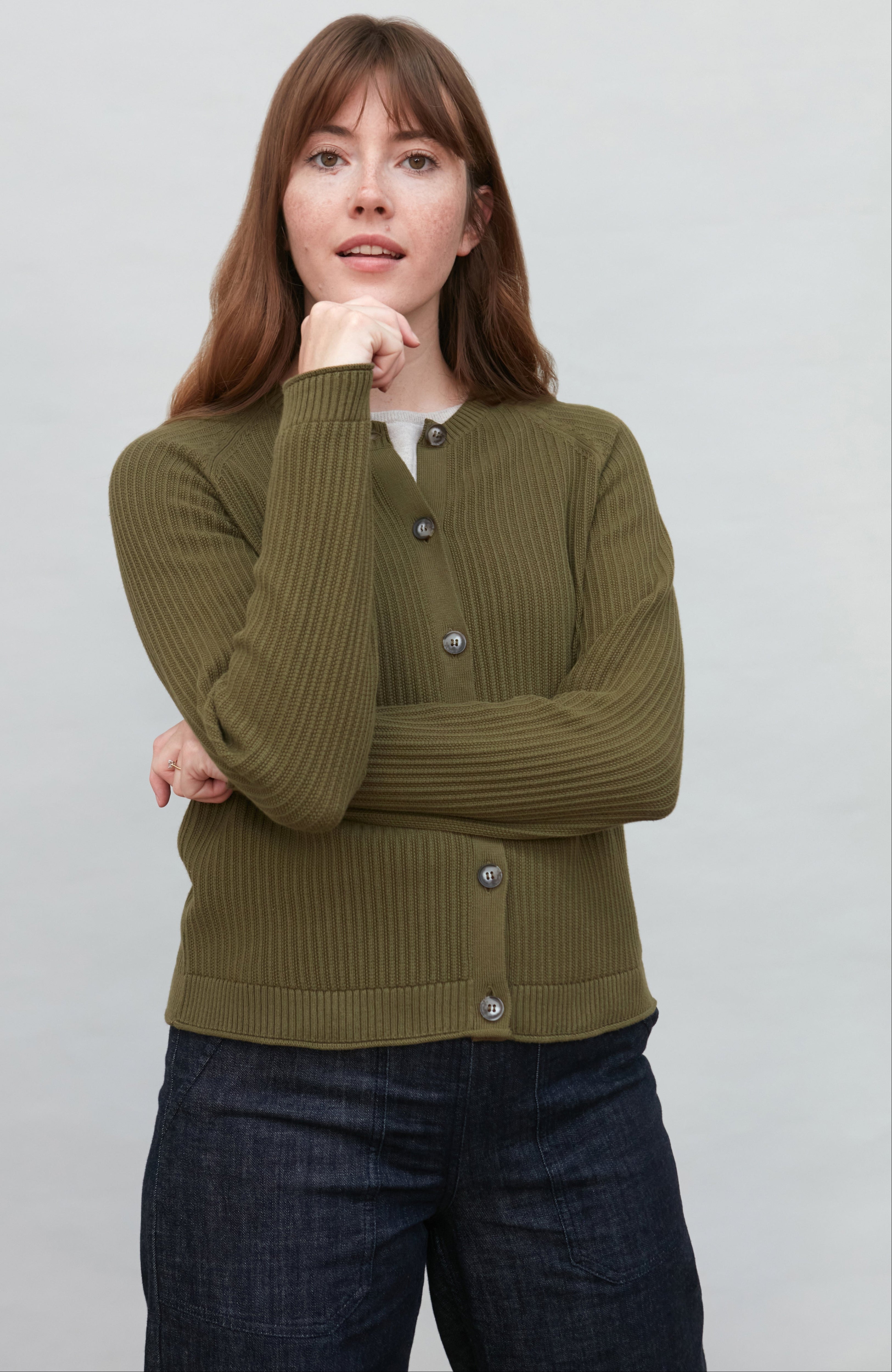 Womens Lightweight Cotton Textured Cardigan