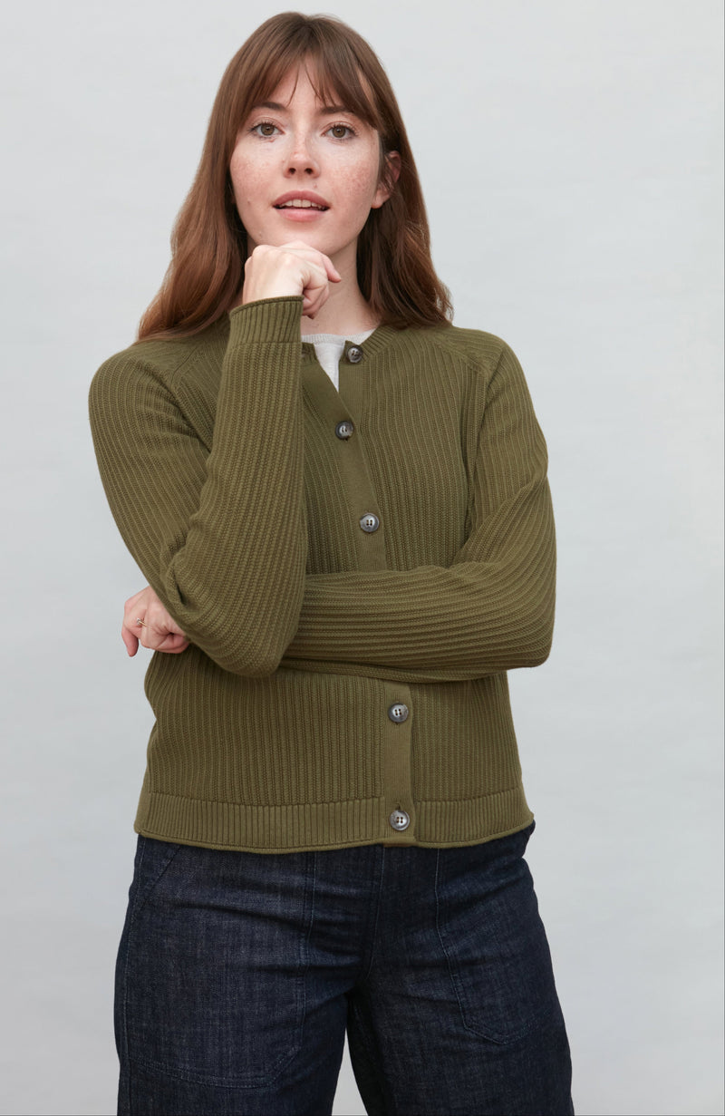Womens Lightweight Cotton Textured Cardigan