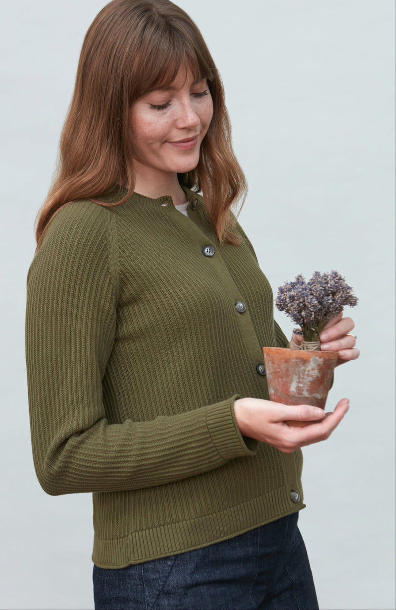 Womens Lightweight Cotton Textured Cardigan