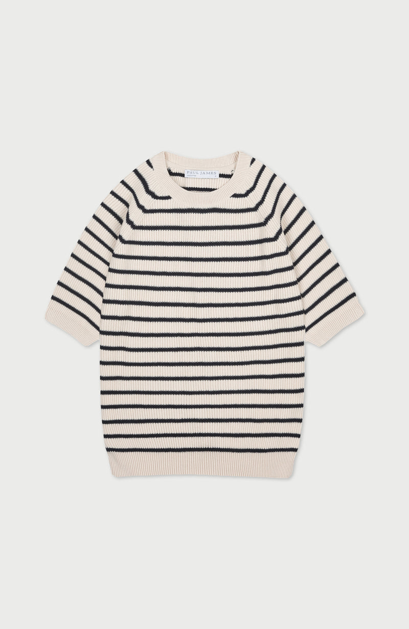 Womens Lightweight Cotton Rib Stripe Top