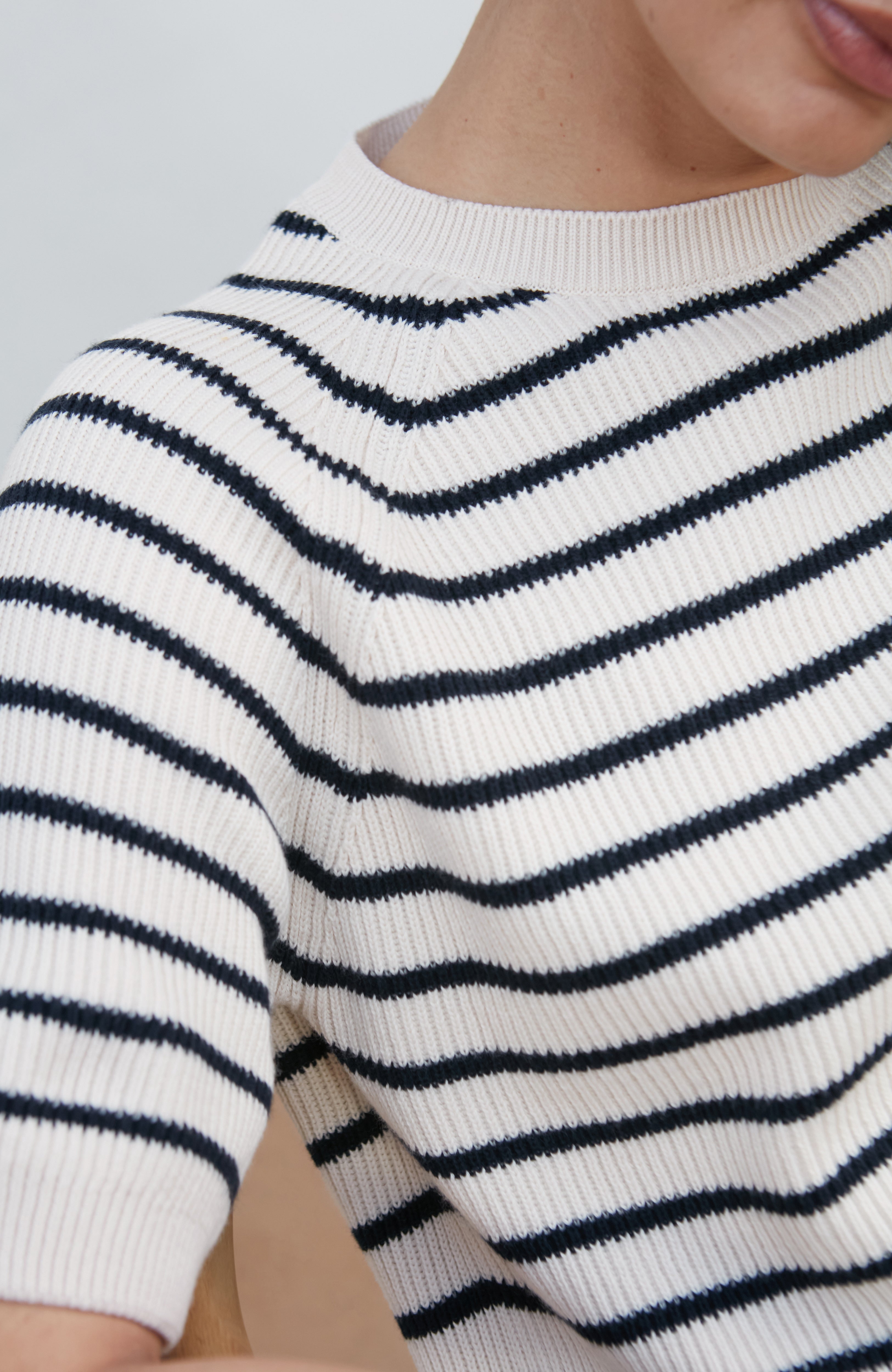 Womens Lightweight Cotton Rib Stripe Top