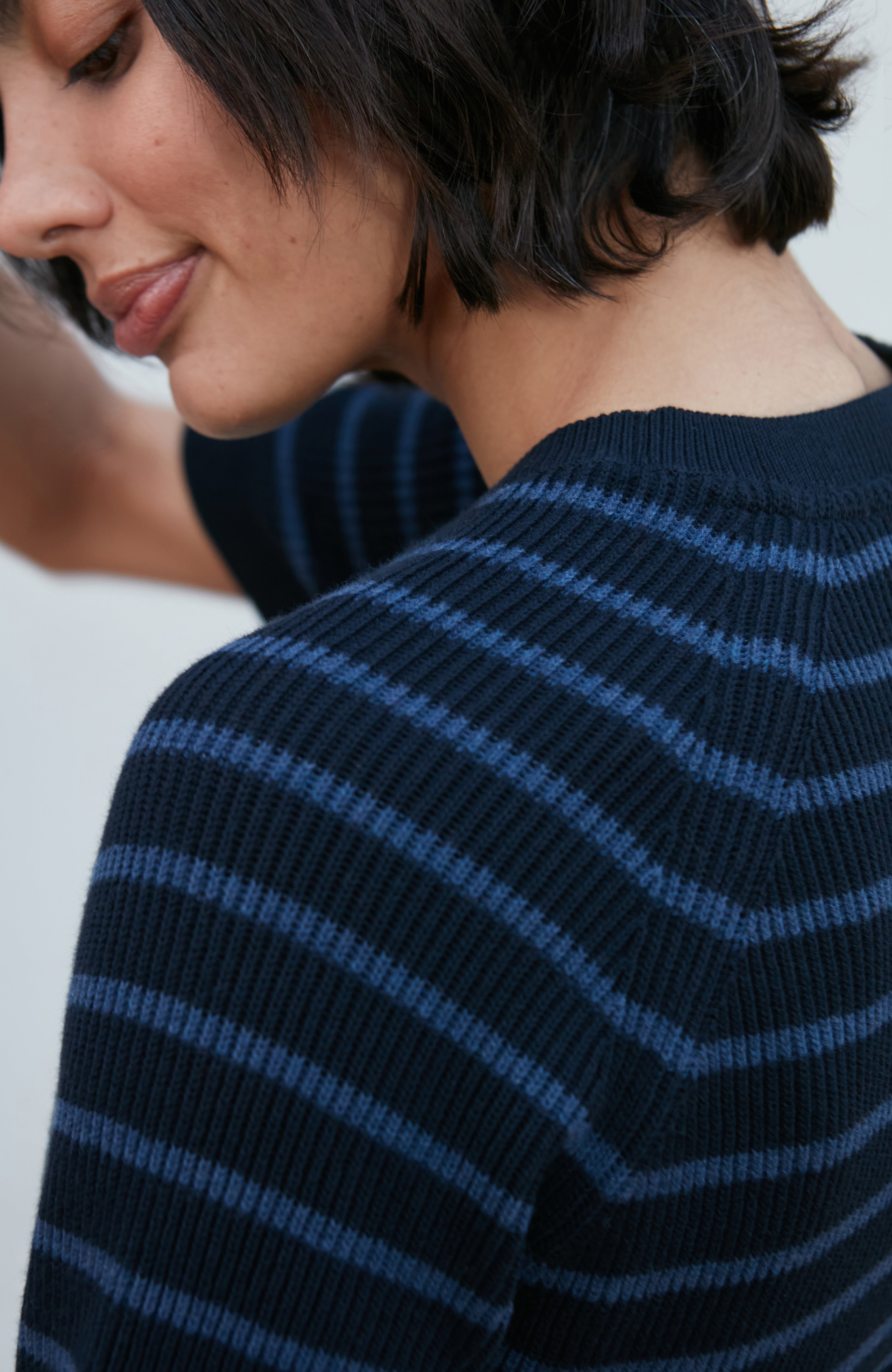 Womens Lightweight Cotton Rib Stripe Top
