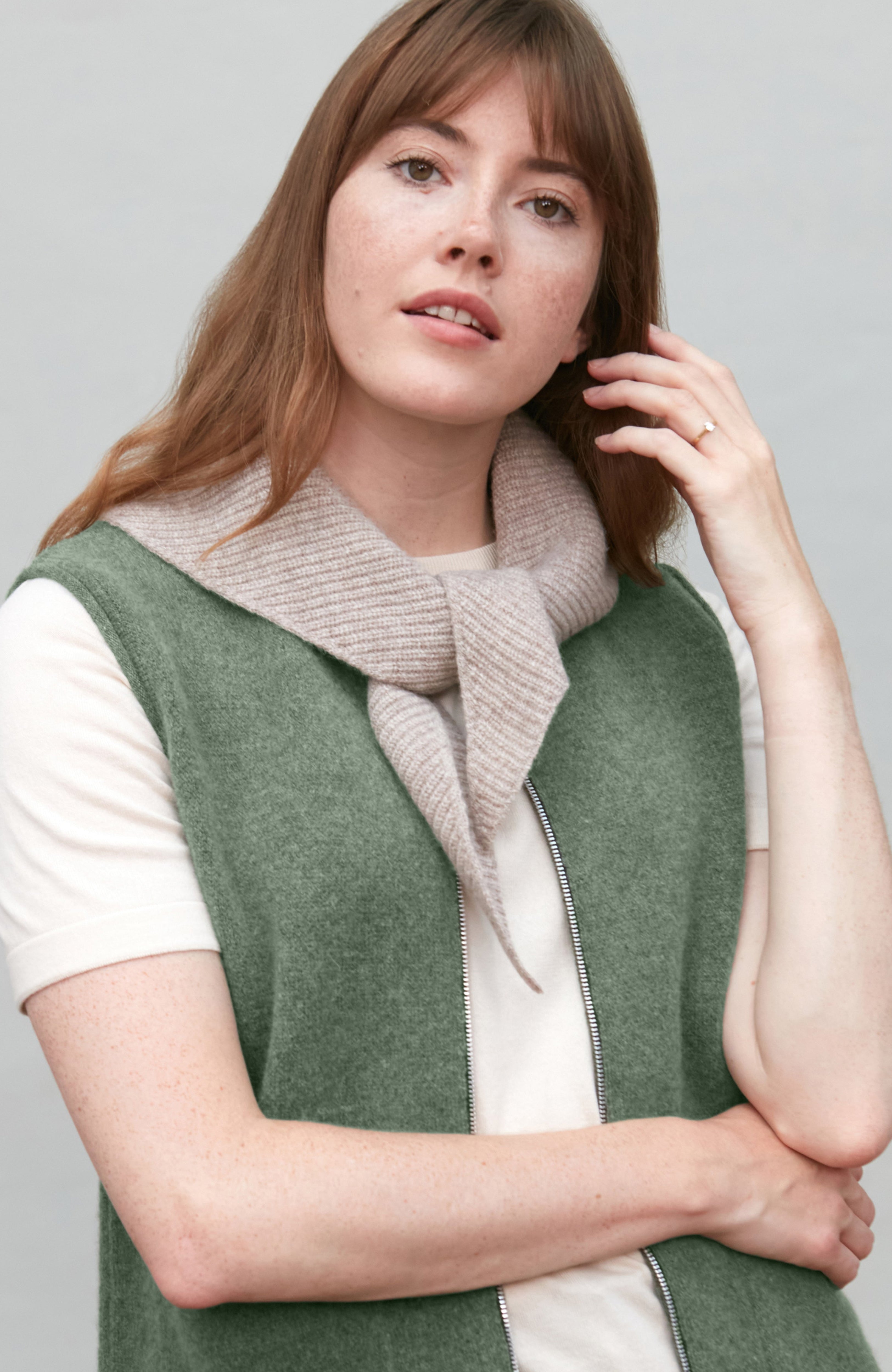 Lambswool Ribbed Triangle Scarf