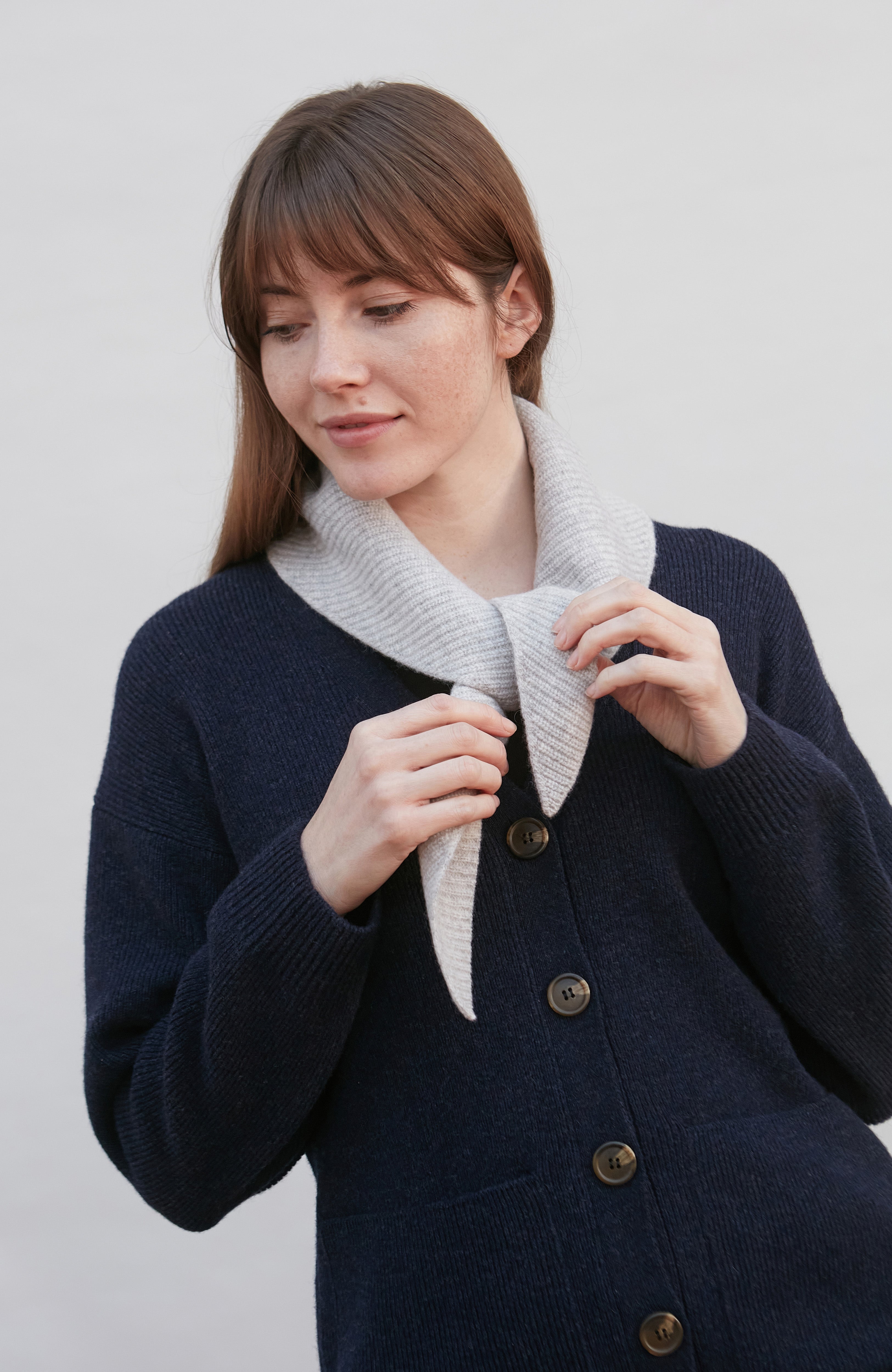 Lambswool Ribbed Triangle Scarf