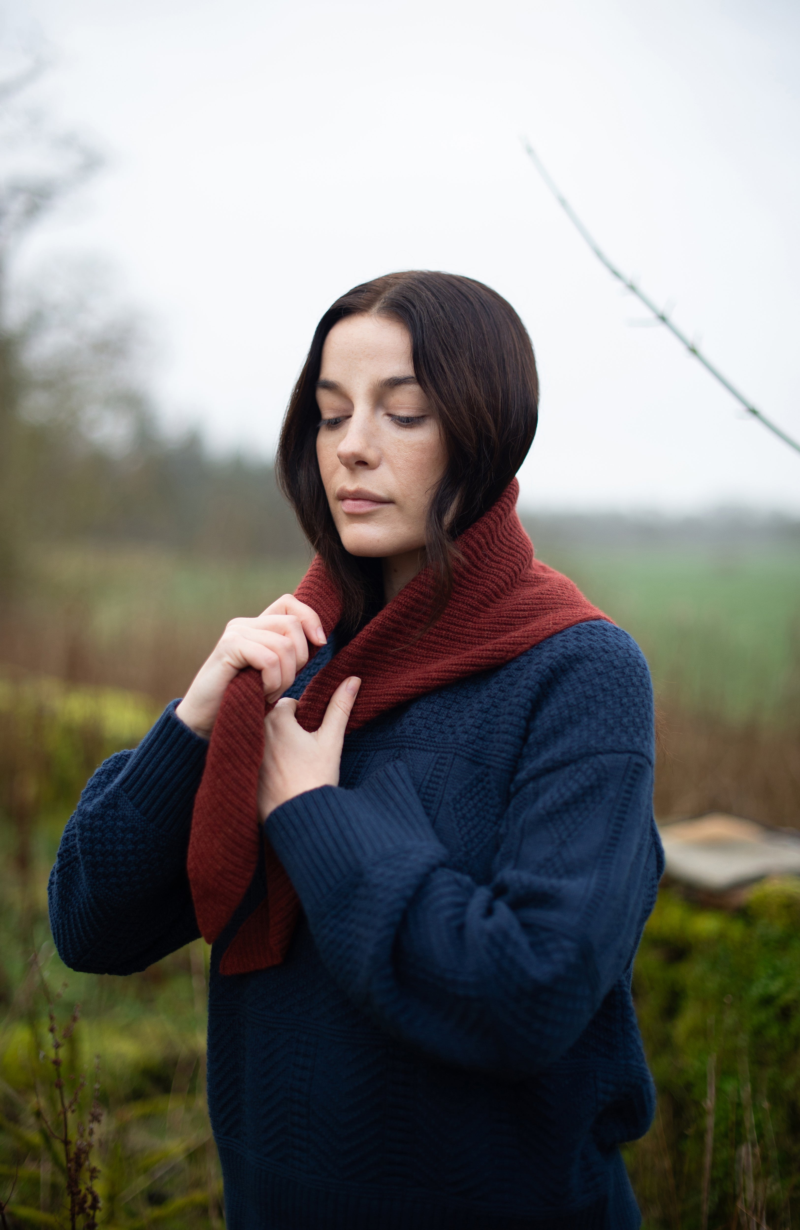 Lambswool Ribbed Triangle Scarf