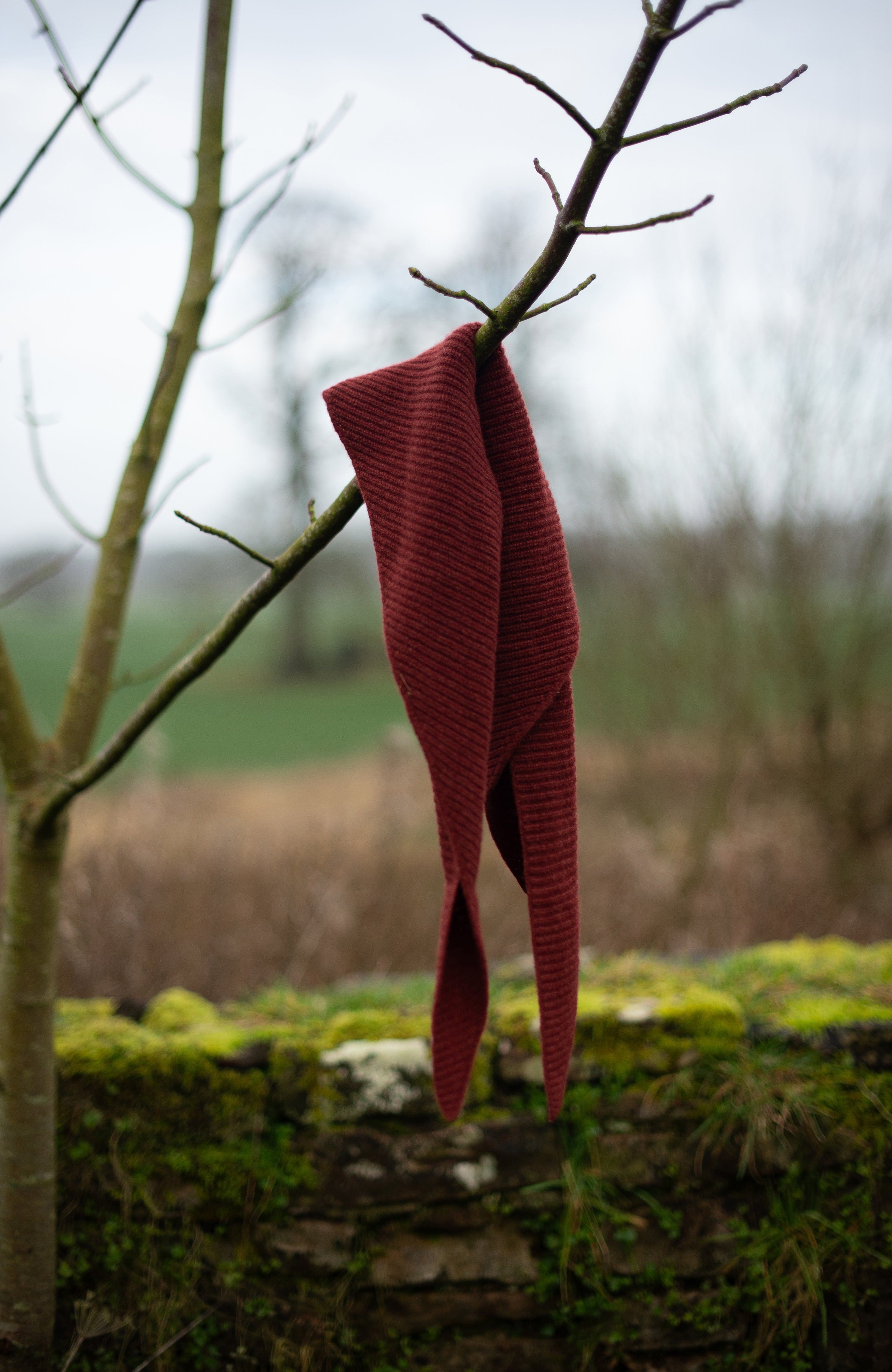 Lambswool Ribbed Triangle Scarf