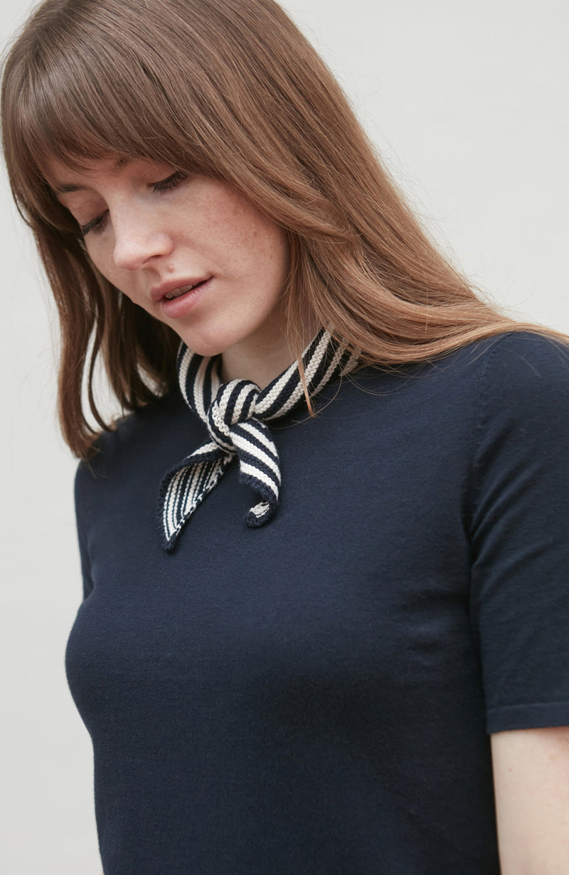 Cotton Garter Knit Striped Mini Neckerchief