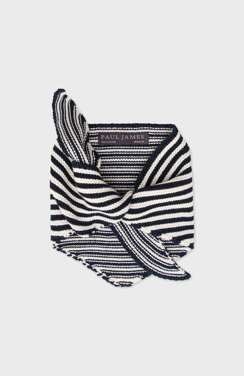 Cotton Garter Knit Striped Mini Neckerchief
