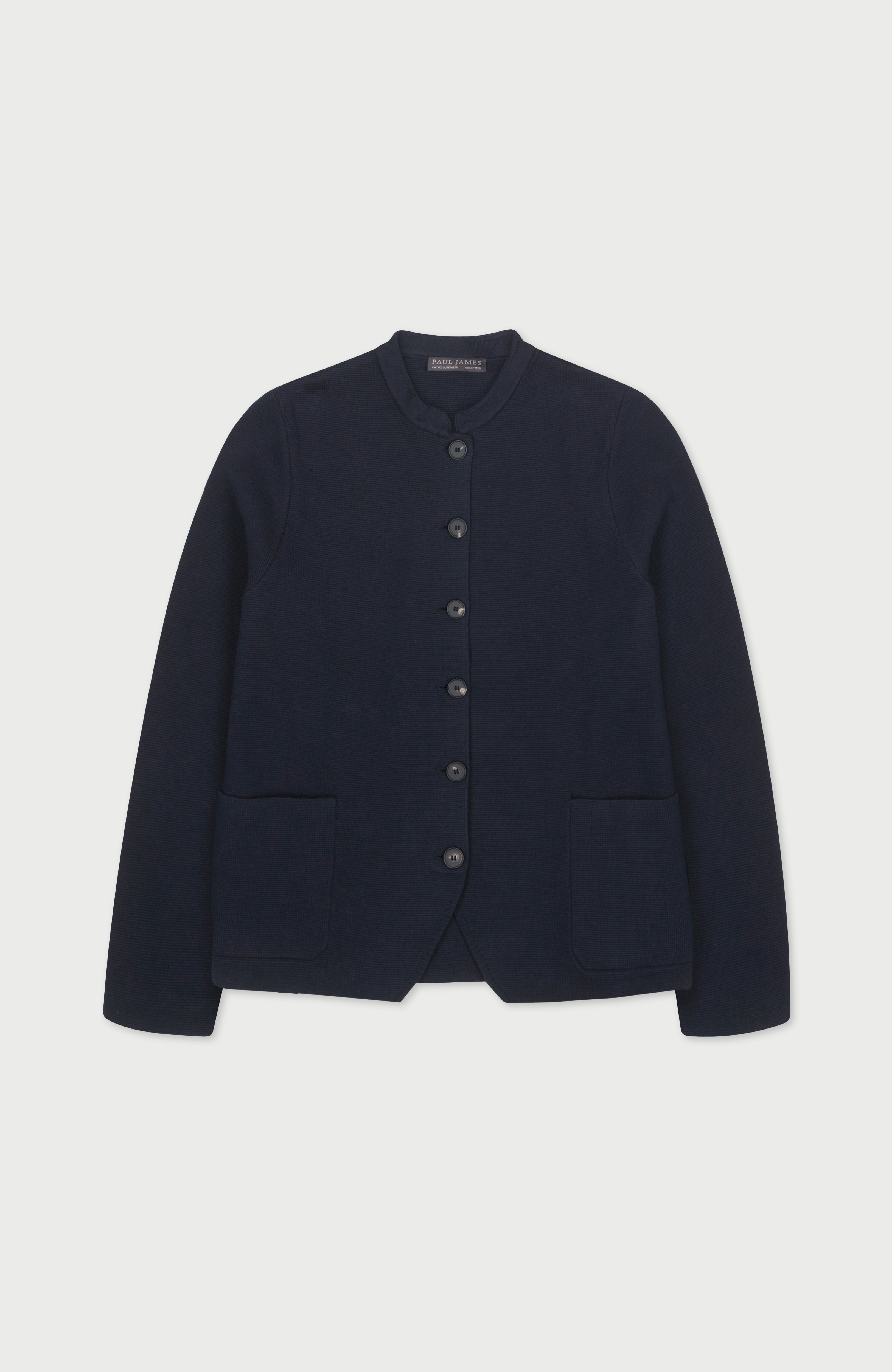 Womens Midweight Cotton Knitted Nehru Jacket