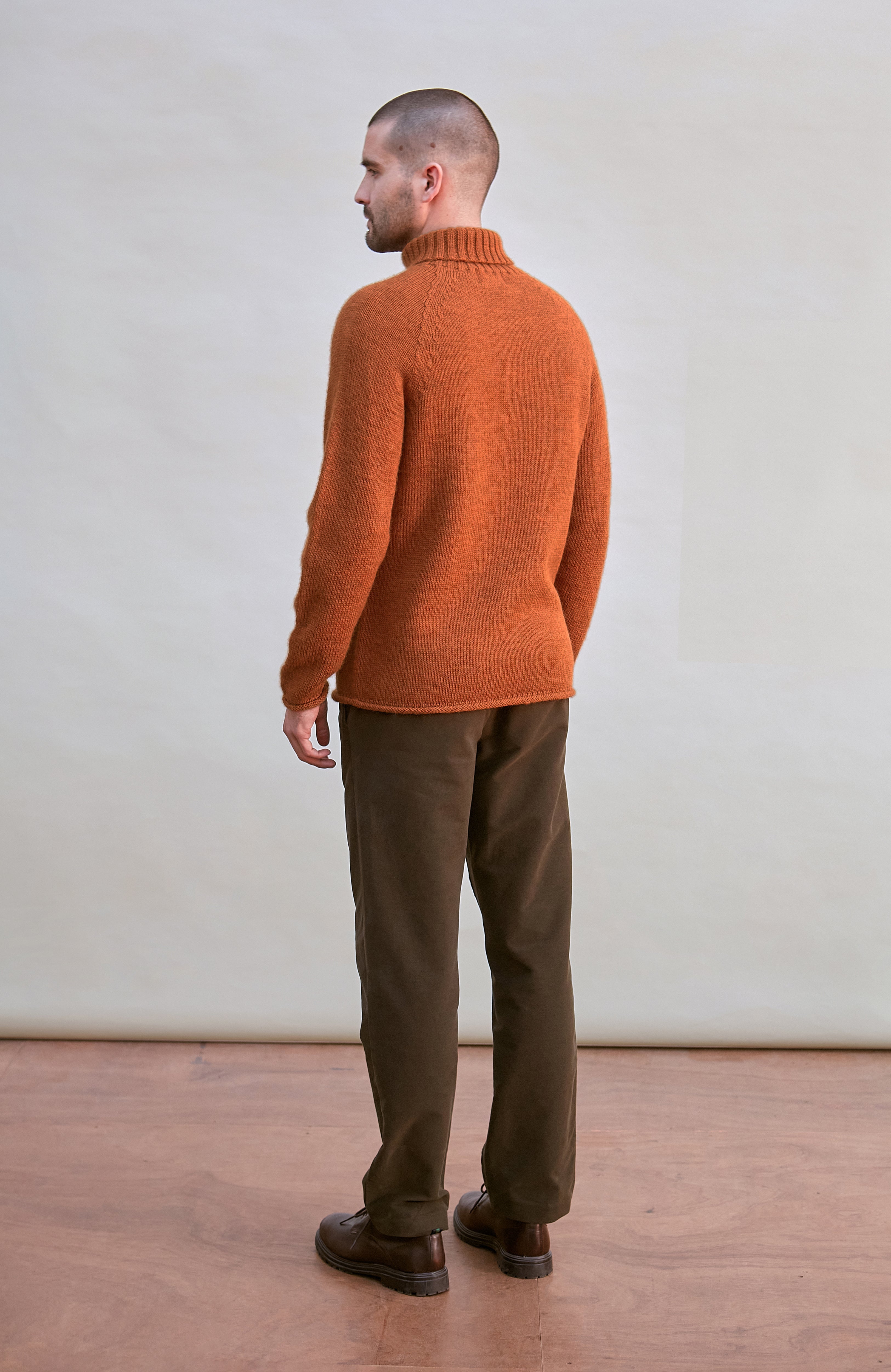Mens British Wool Fishermans Roll Neck Jumper