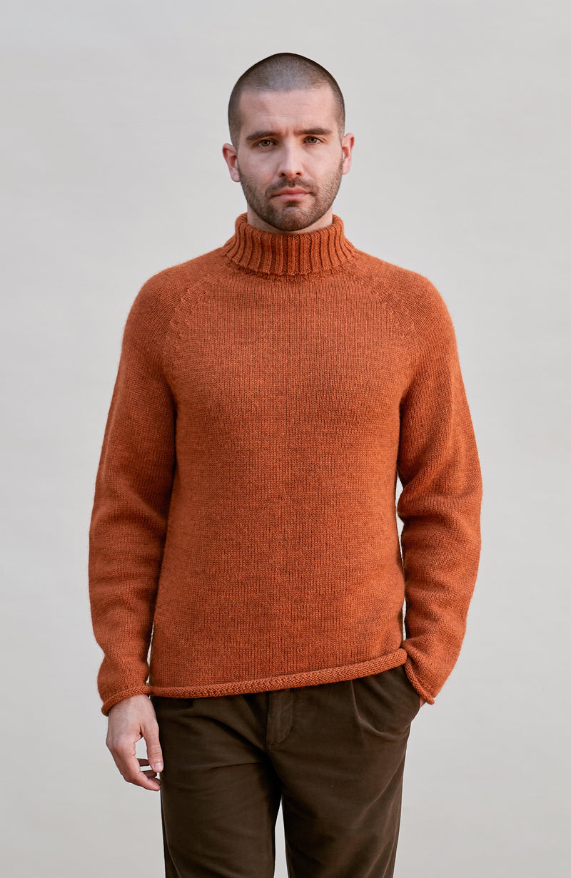 Mens British Wool Fishermans Roll Neck Jumper