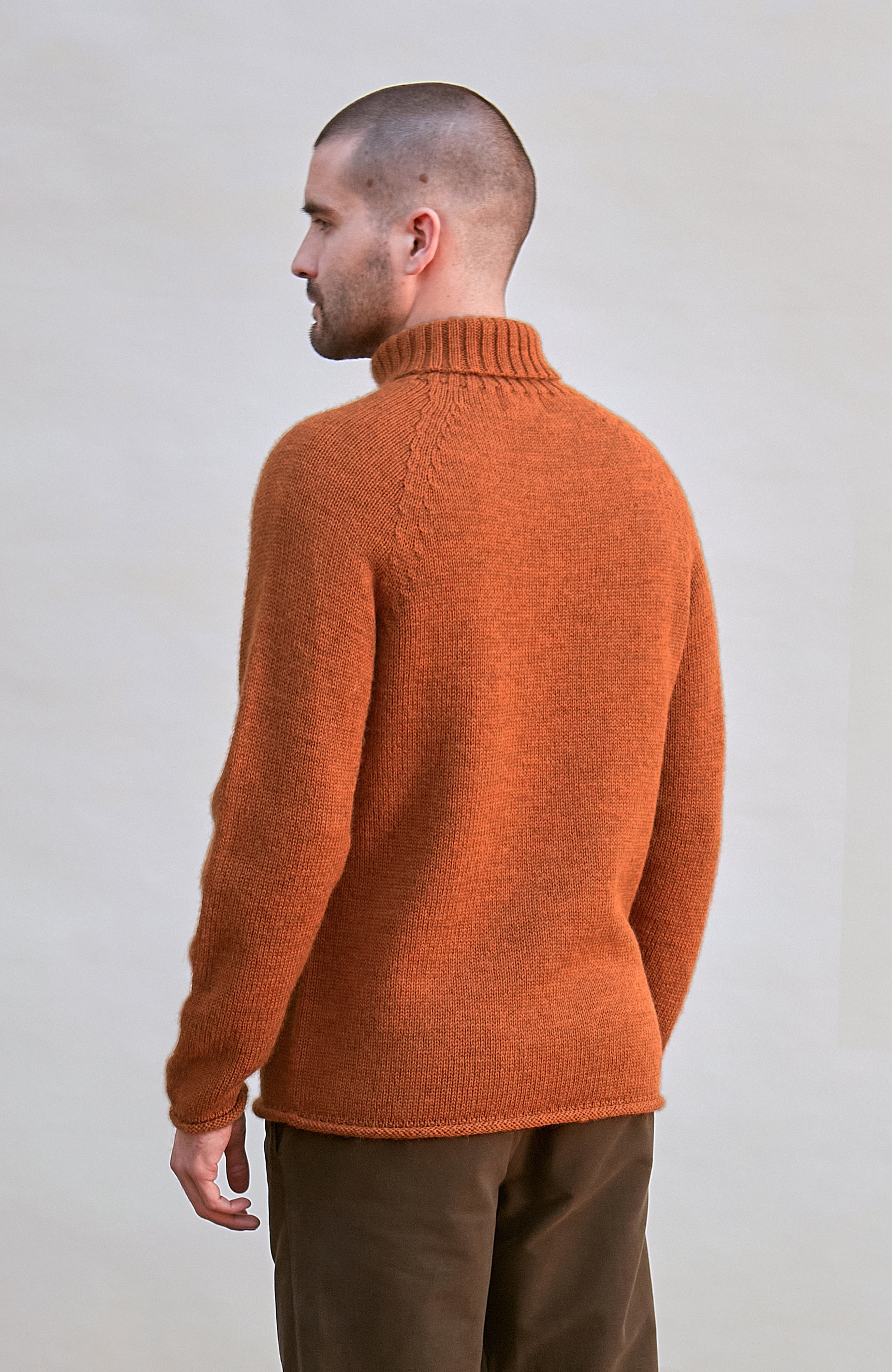 Mens British Wool Fishermans Roll Neck Jumper