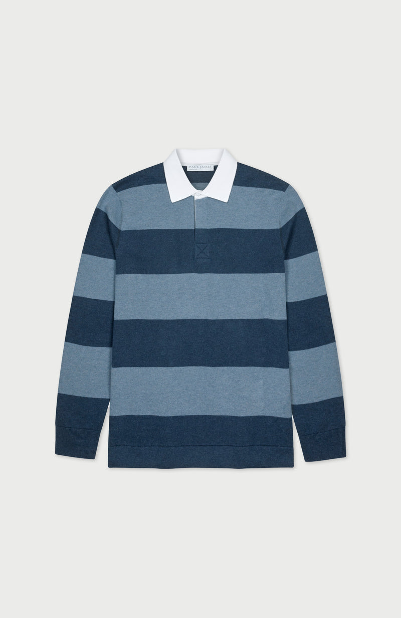 Mens Midweight Cotton Stripe Rugby Shirt