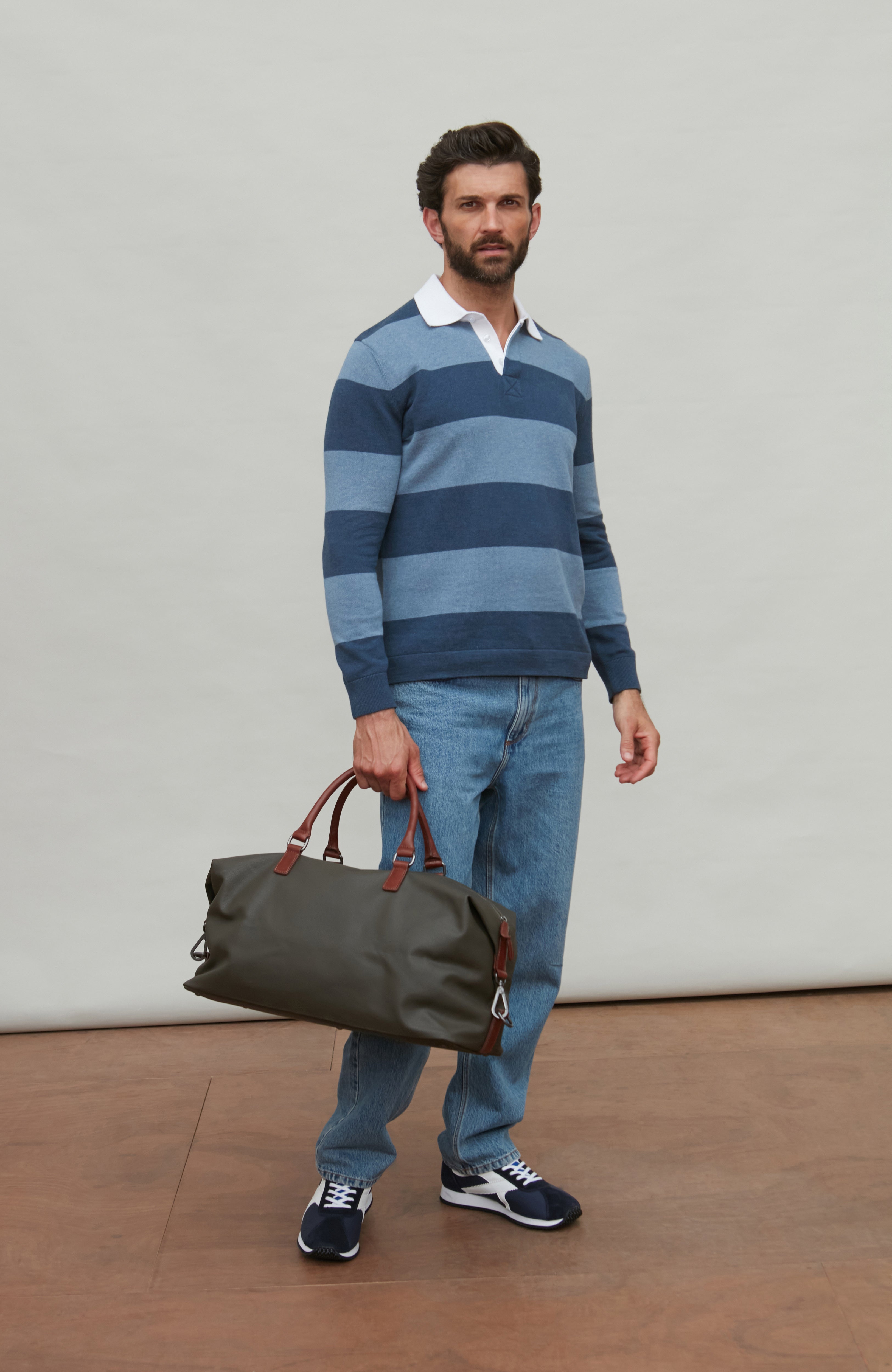 Mens Midweight Cotton Stripe Rugby Shirt