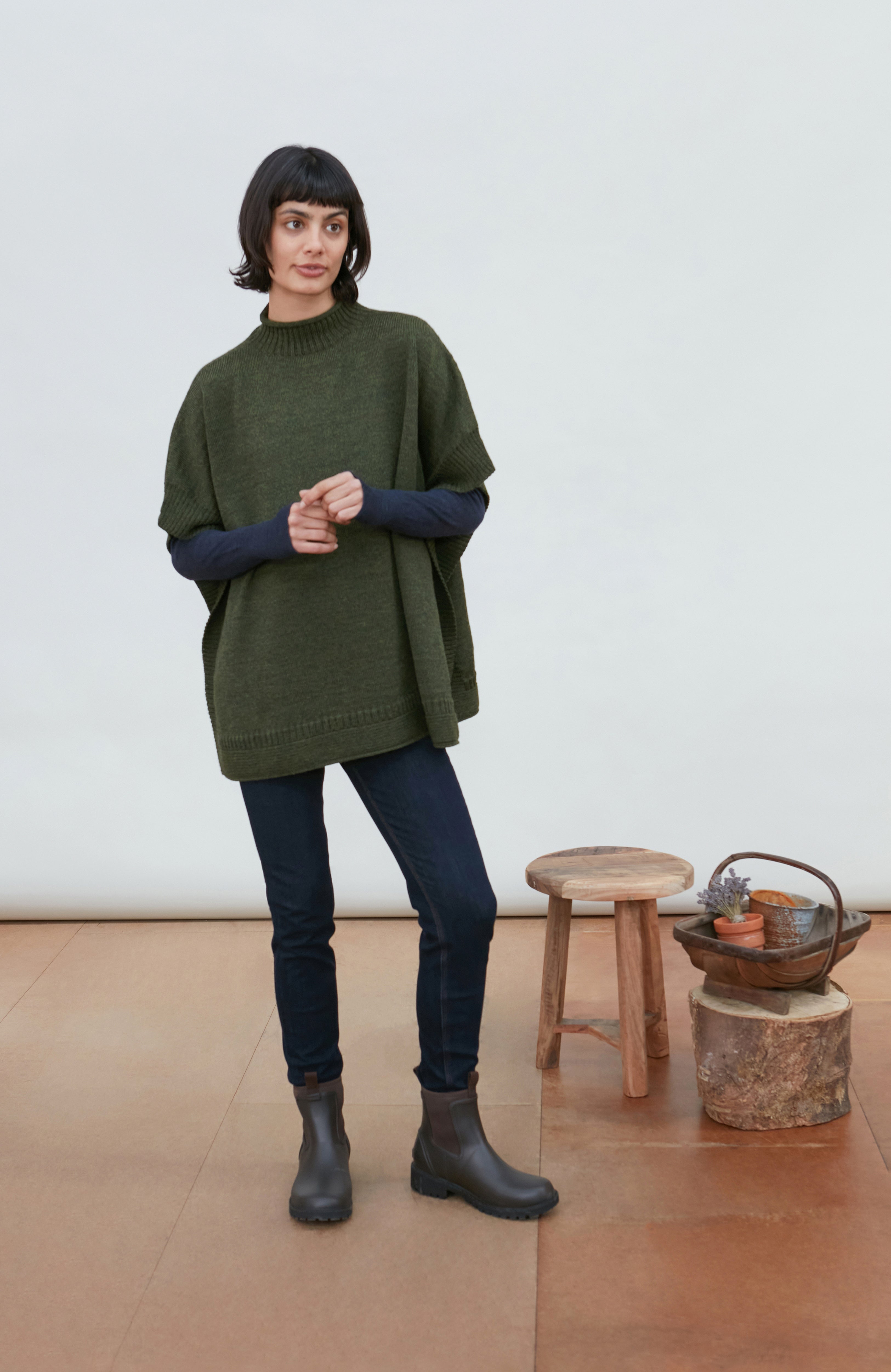 Womens Chunky Merino Wool Poncho
