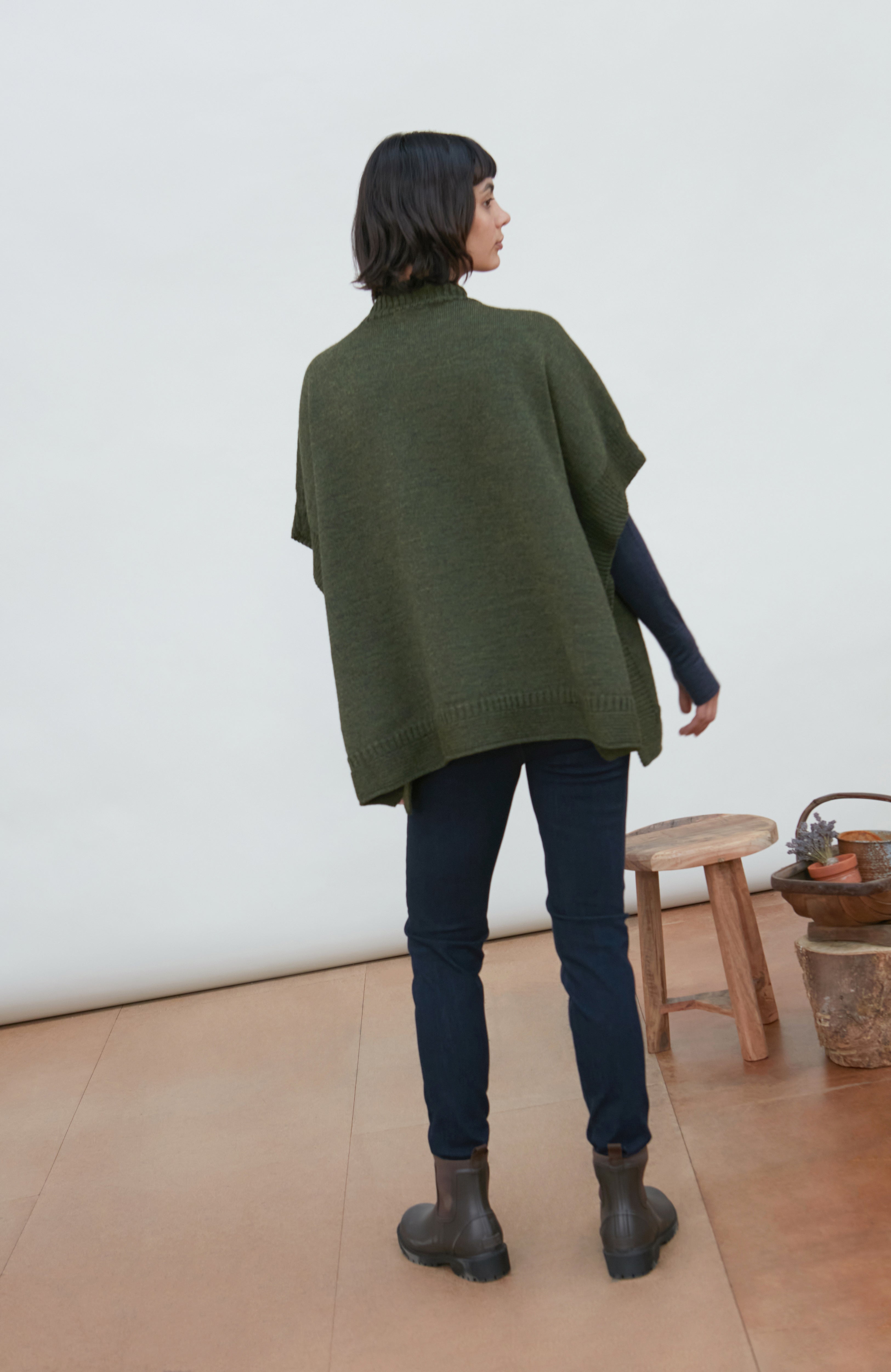 Womens Chunky Merino Wool Poncho
