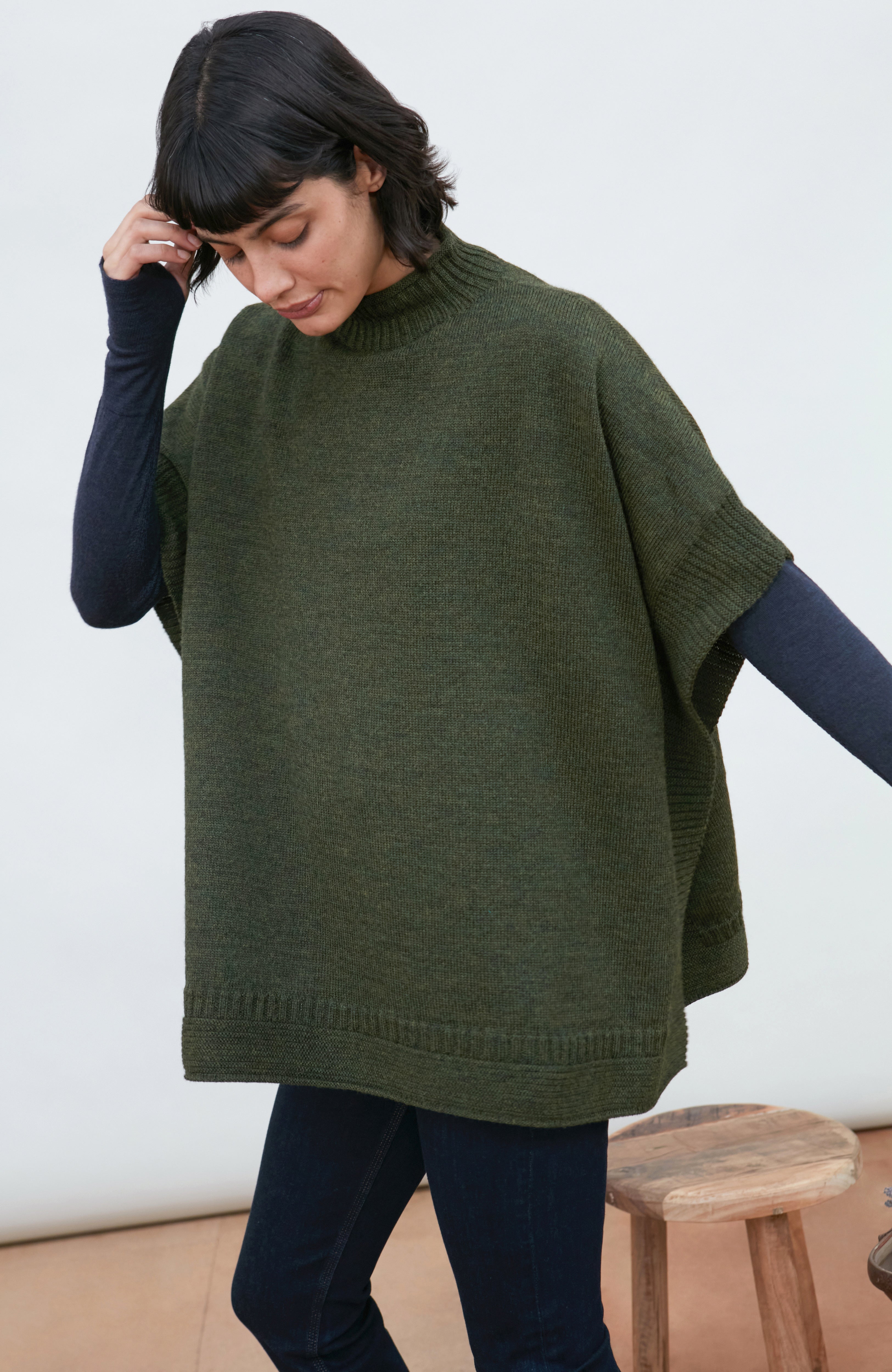 Womens Chunky Merino Wool Poncho