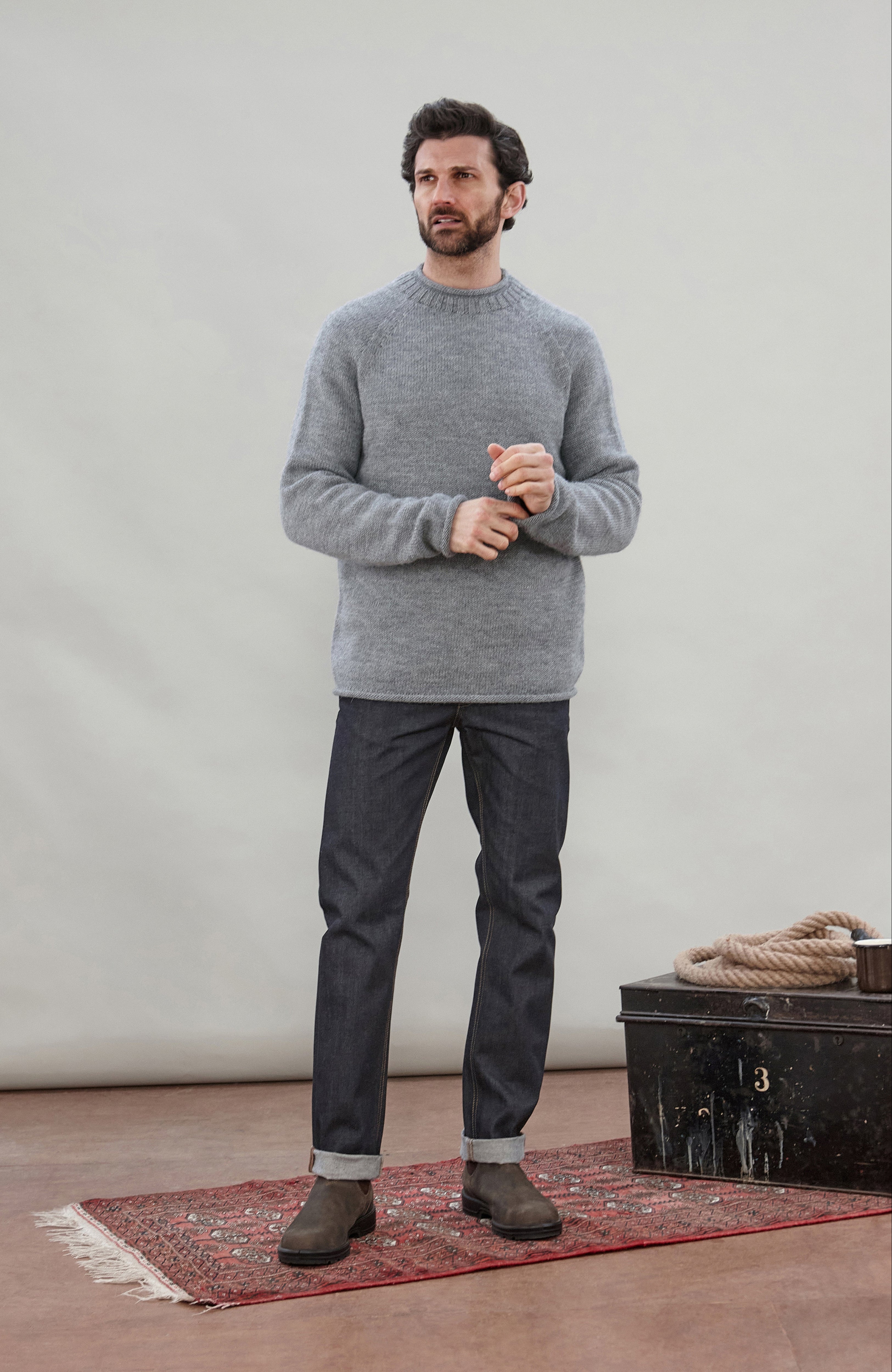 Mens British Wool Fishermans Crew Neck Jumper