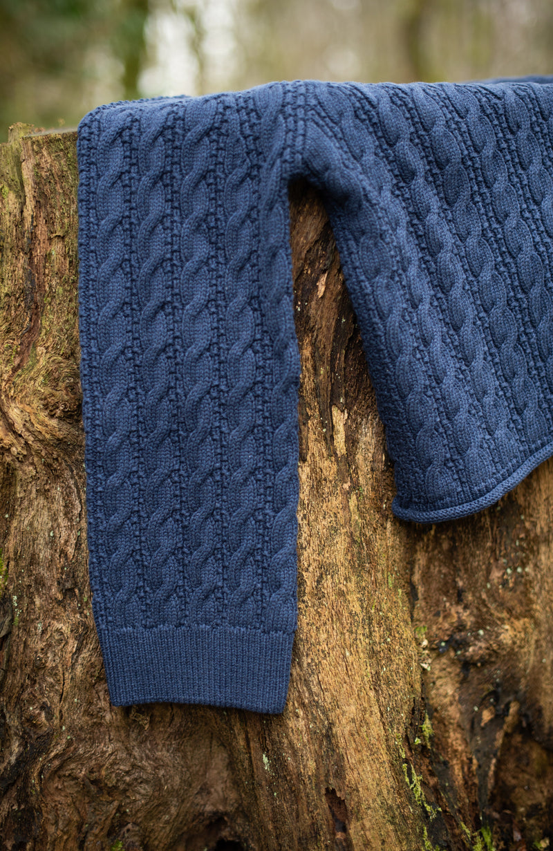 Womens Heavyweight Cotton Textured Cable Jumper