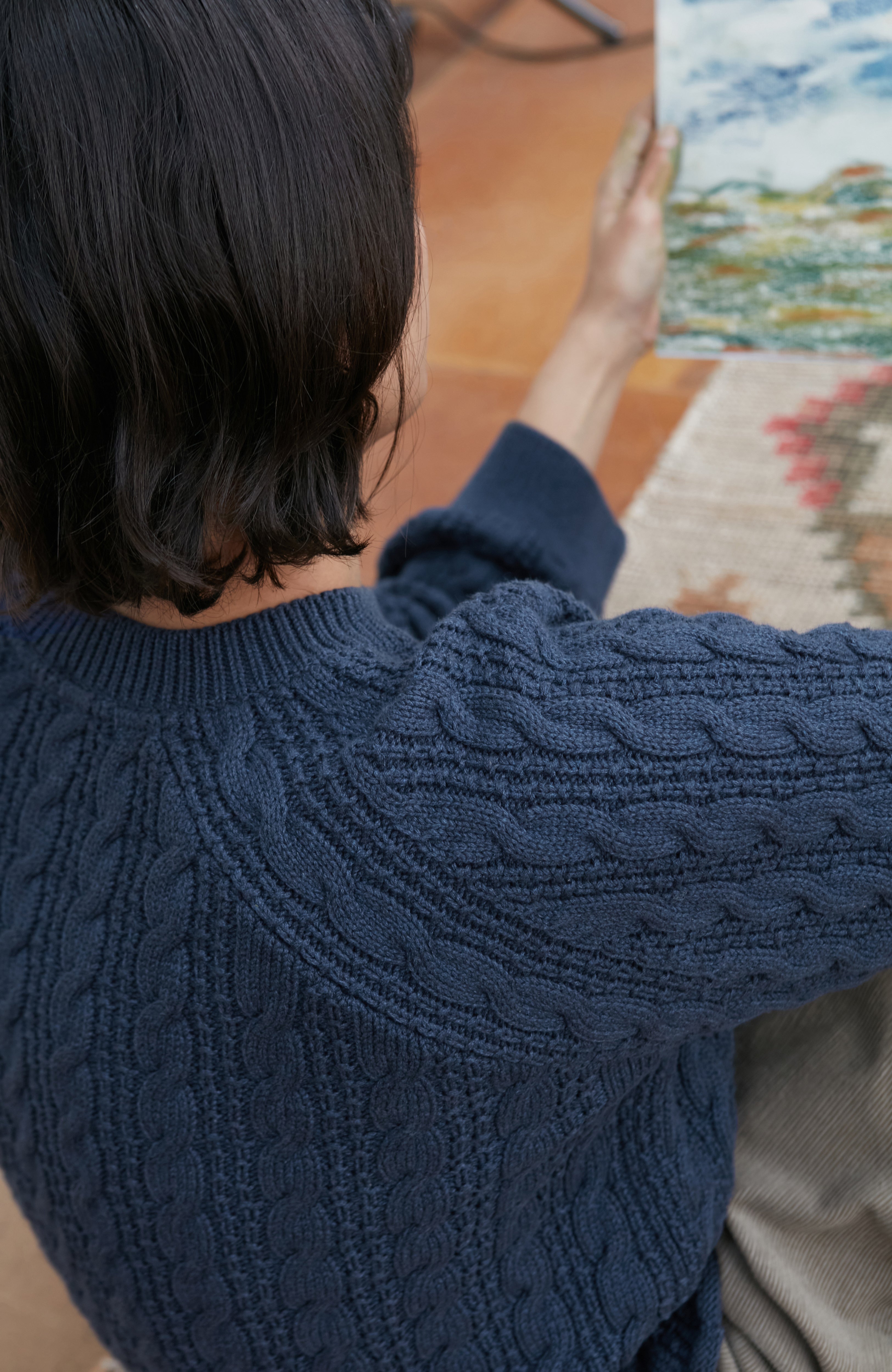 Womens Heavyweight Cotton Textured Cable Jumper