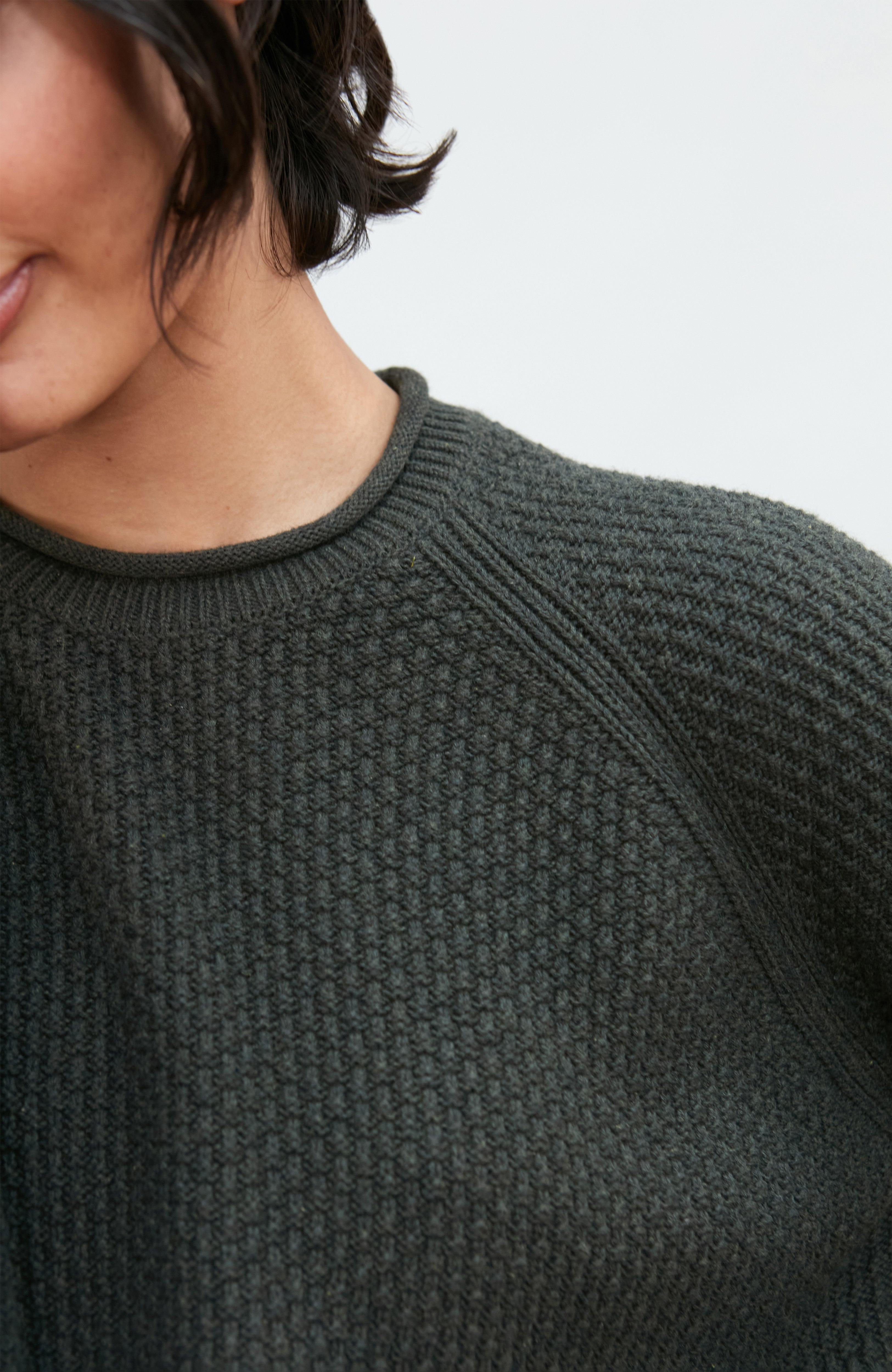 Womens Midweight Cotton Moss Stitch Jumper