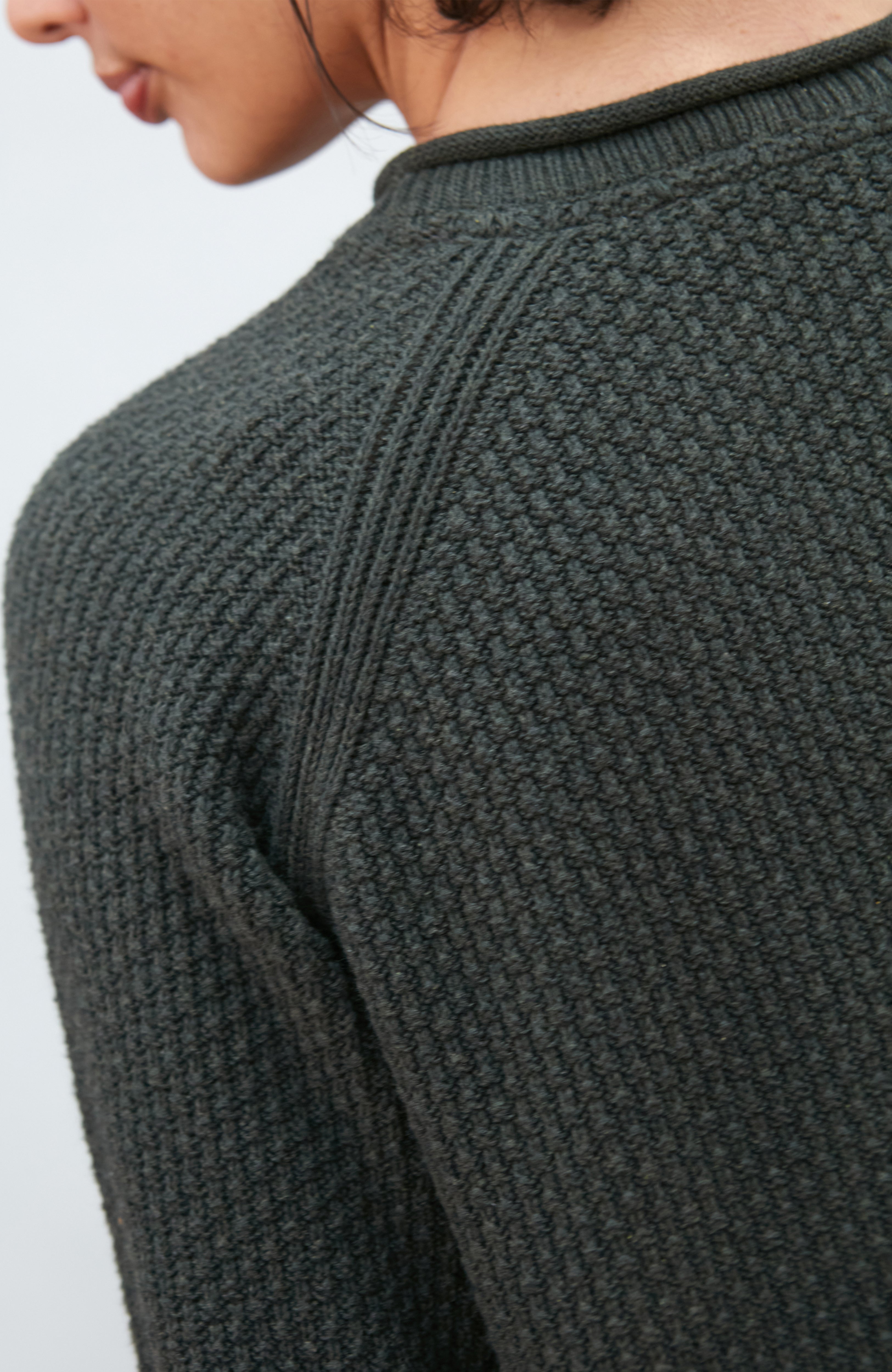 Womens Midweight Cotton Moss Stitch Jumper