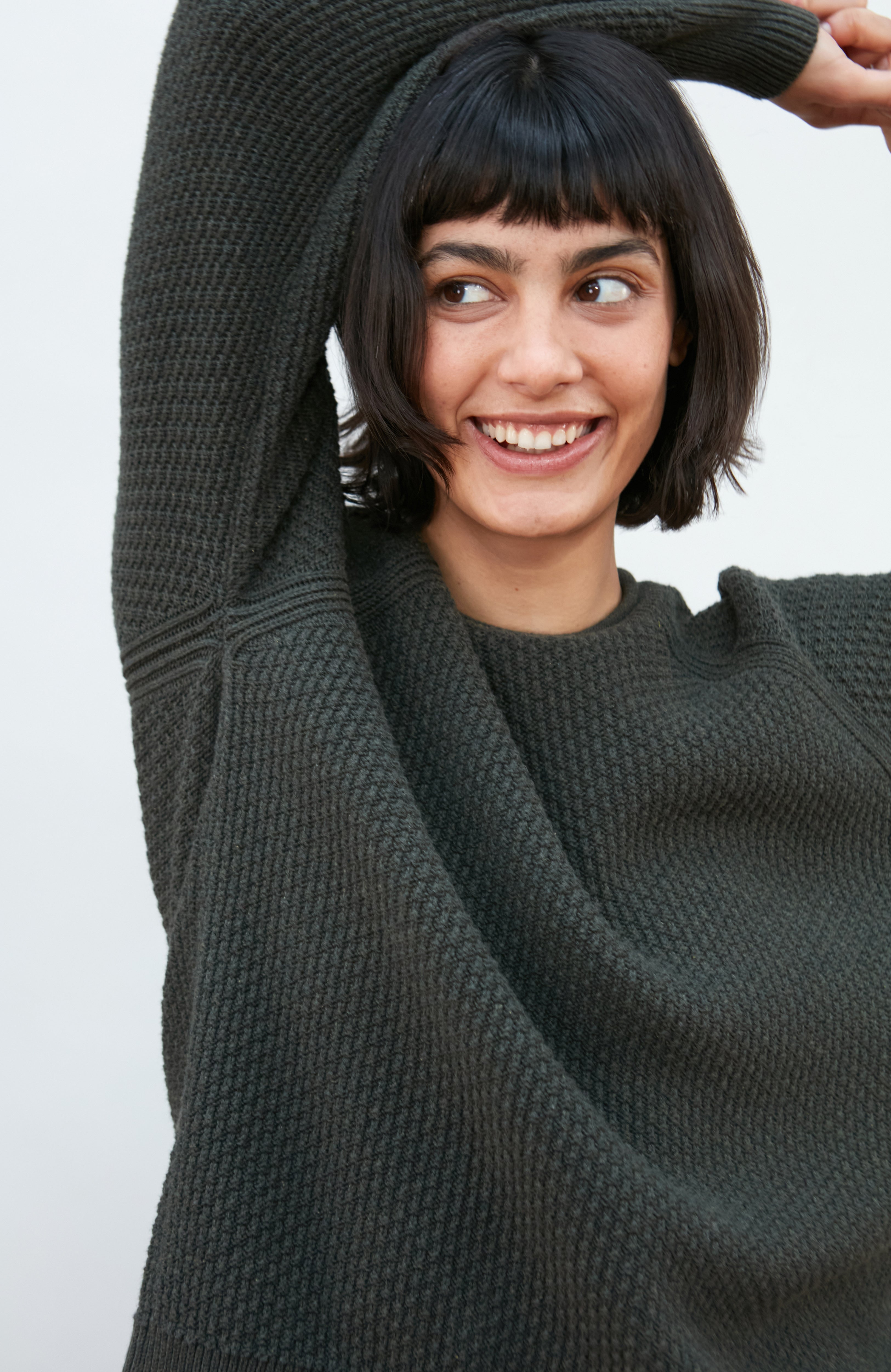 Womens Midweight Cotton Moss Stitch Jumper