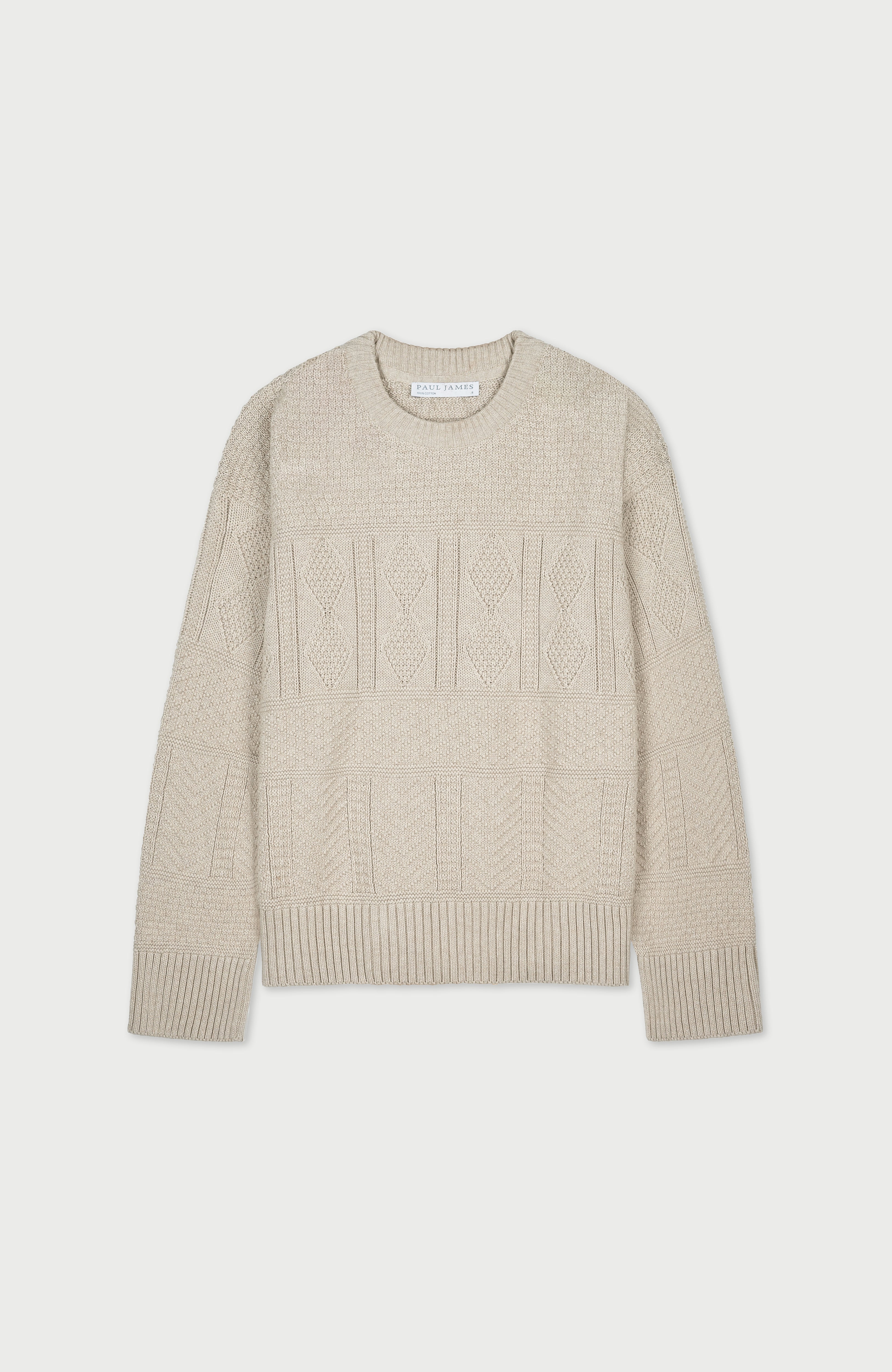 Womens Midweight Cotton Textured Block Jumper