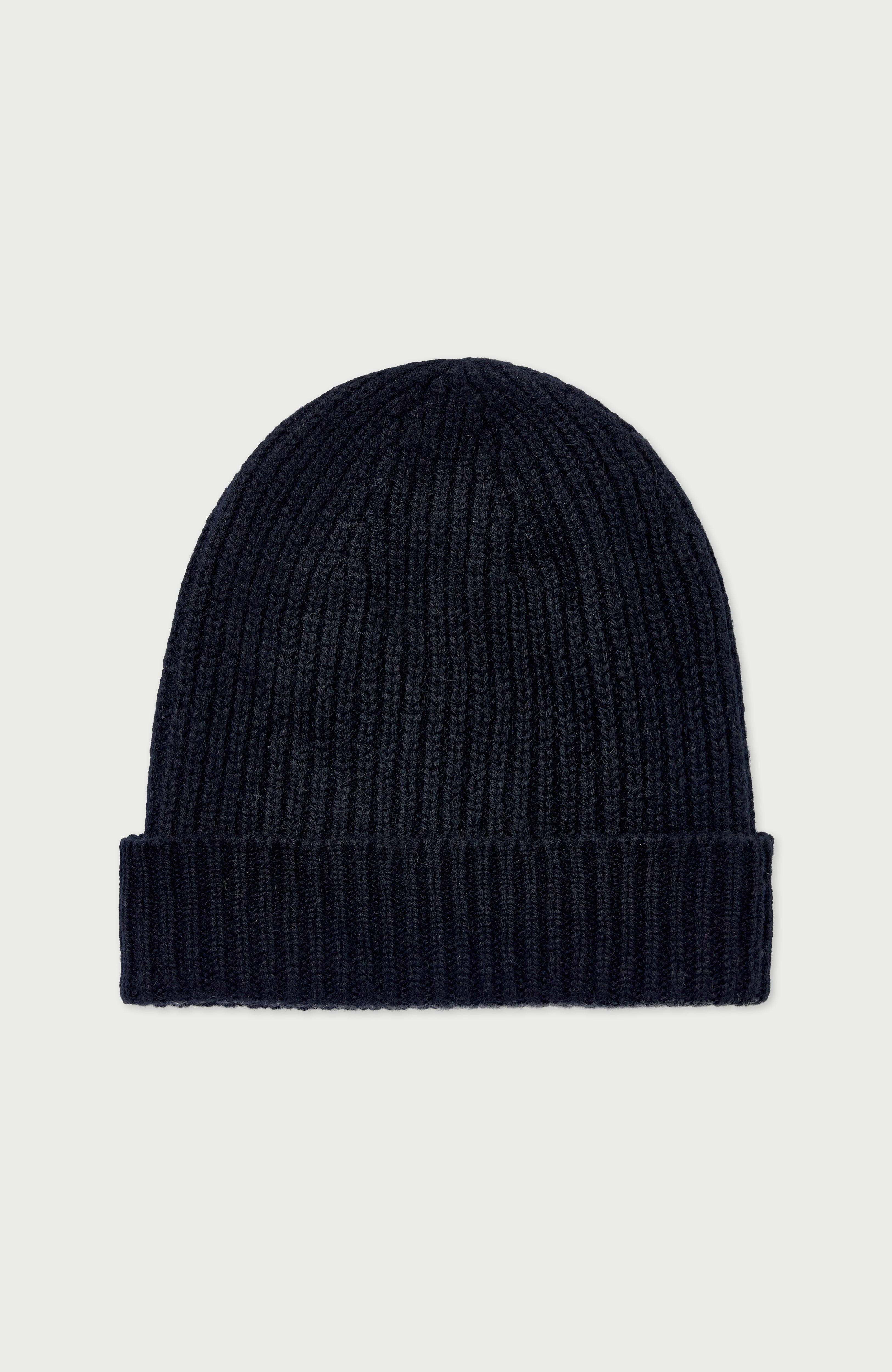 100% Cashmere Ribbed Beanie Hat