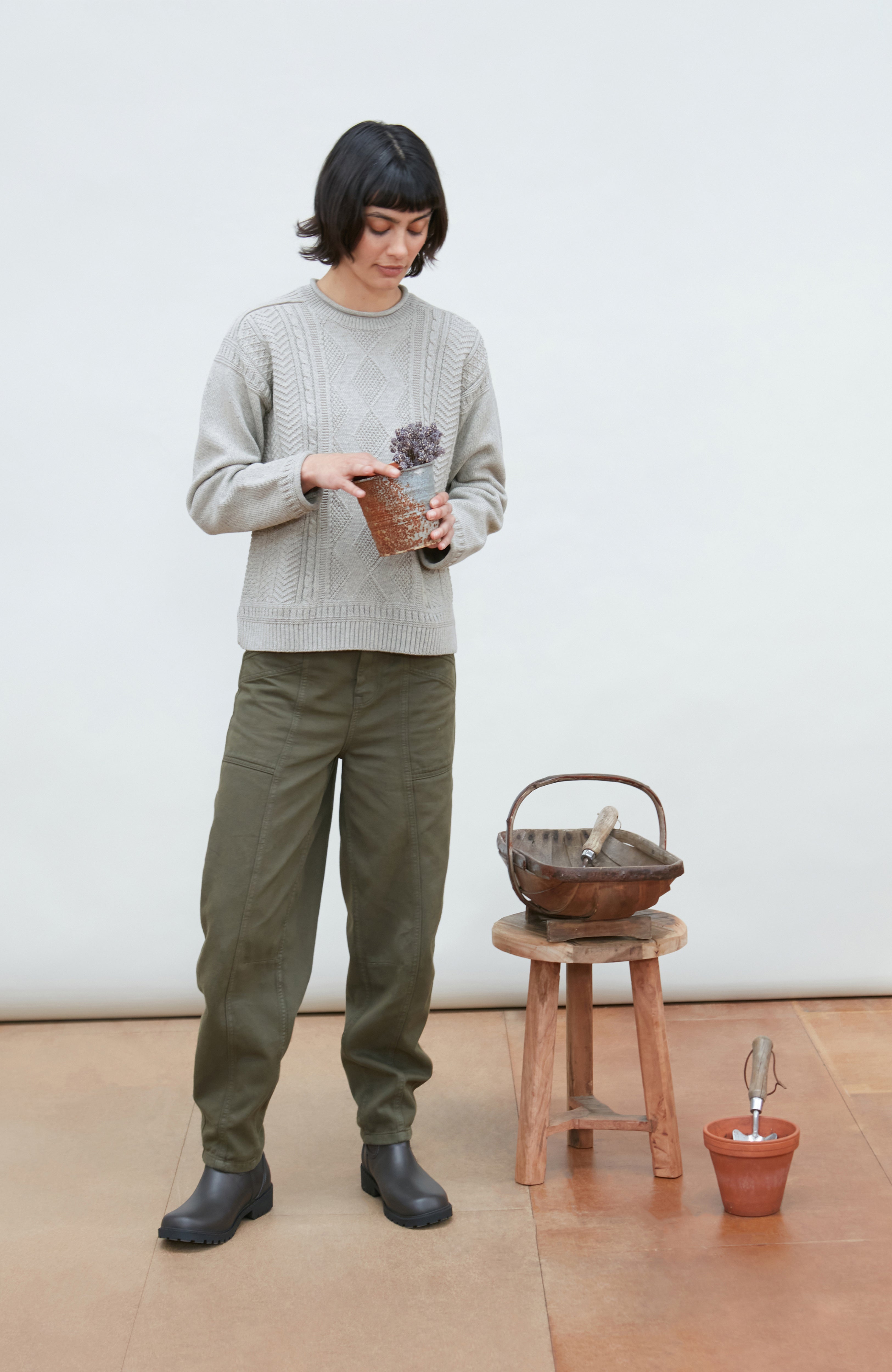 Womens Midweight Cotton Gansey Jumper