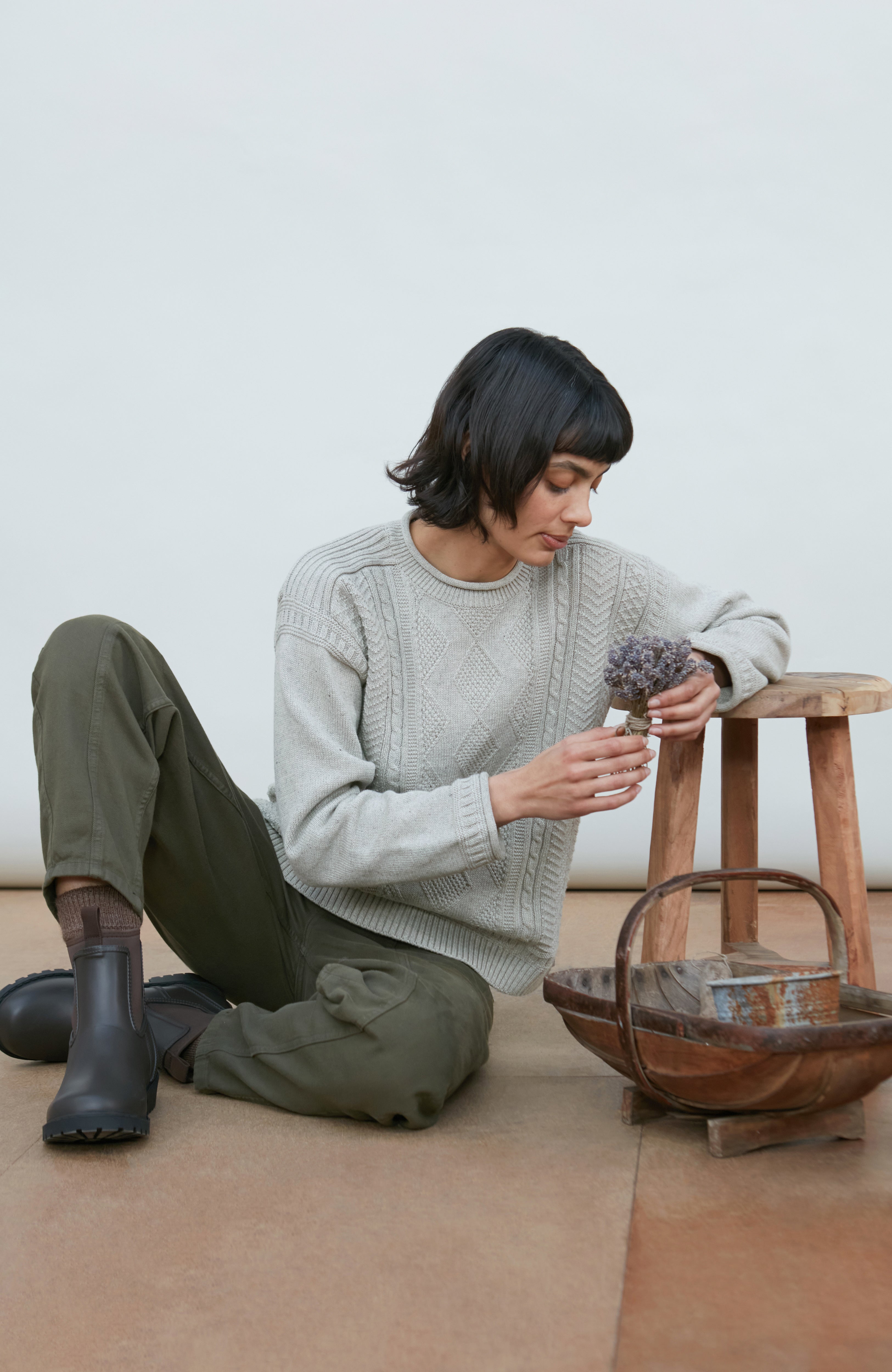 Womens Midweight Cotton Gansey Jumper